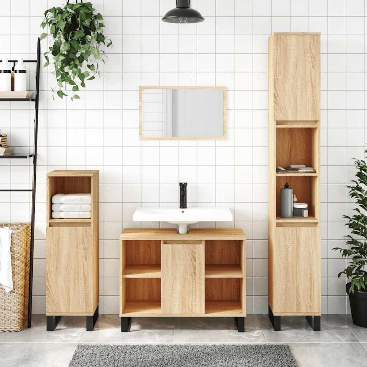 VIDAXL Armoire salle de bain chene sonoma 80x33x60cm bois d'ingenierie