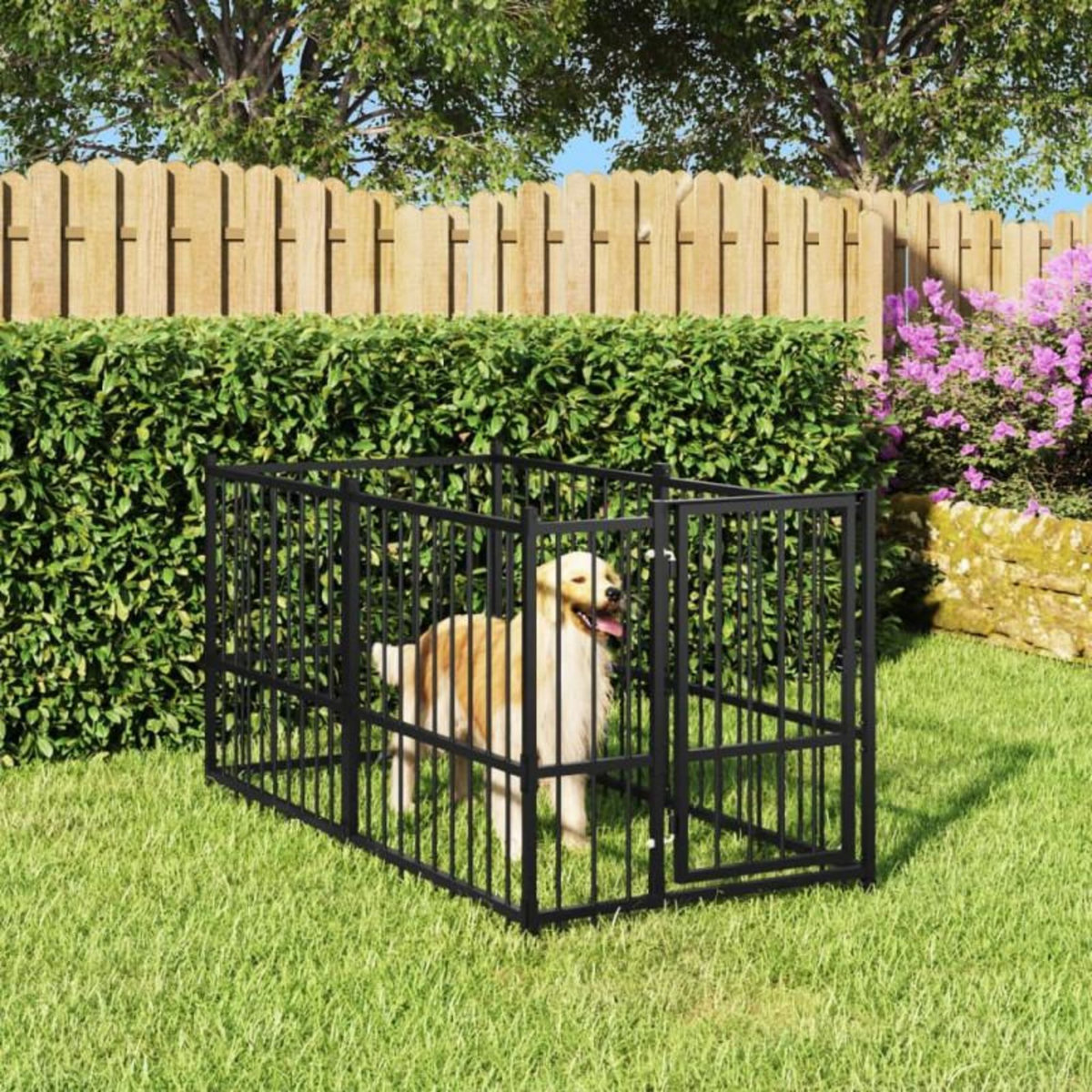 VIDAXL Chenil pour chien Noir 193,5x97x100 cm Acier