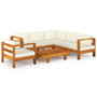 Voir la diapositive 2 : VIDAXL Salon de jardin 7 pcs avec coussins blanc creme Bois d'acacia