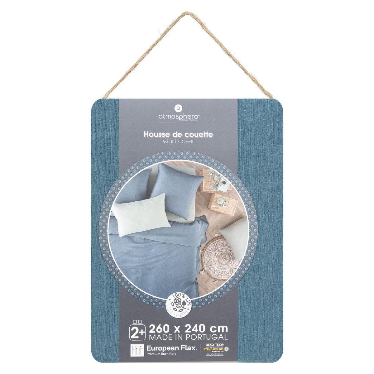 ATMOSPHERA Housse de couette 2 places Morning Sunshine 100% Lin