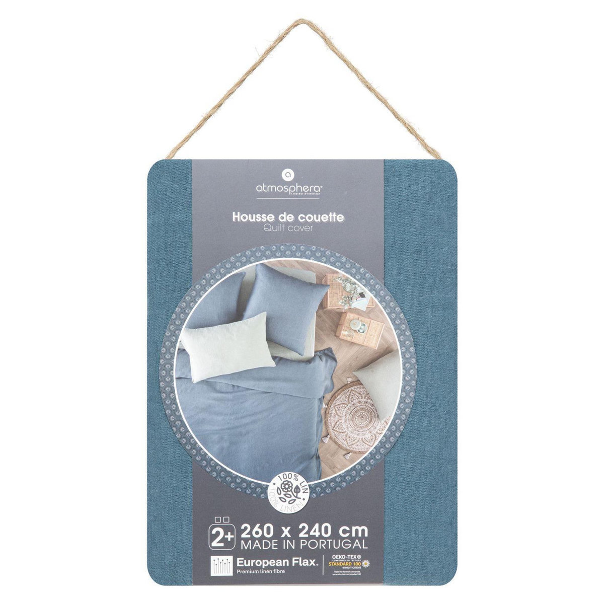 ATMOSPHERA Housse de couette 2 places Morning Sunshine 100% Lin