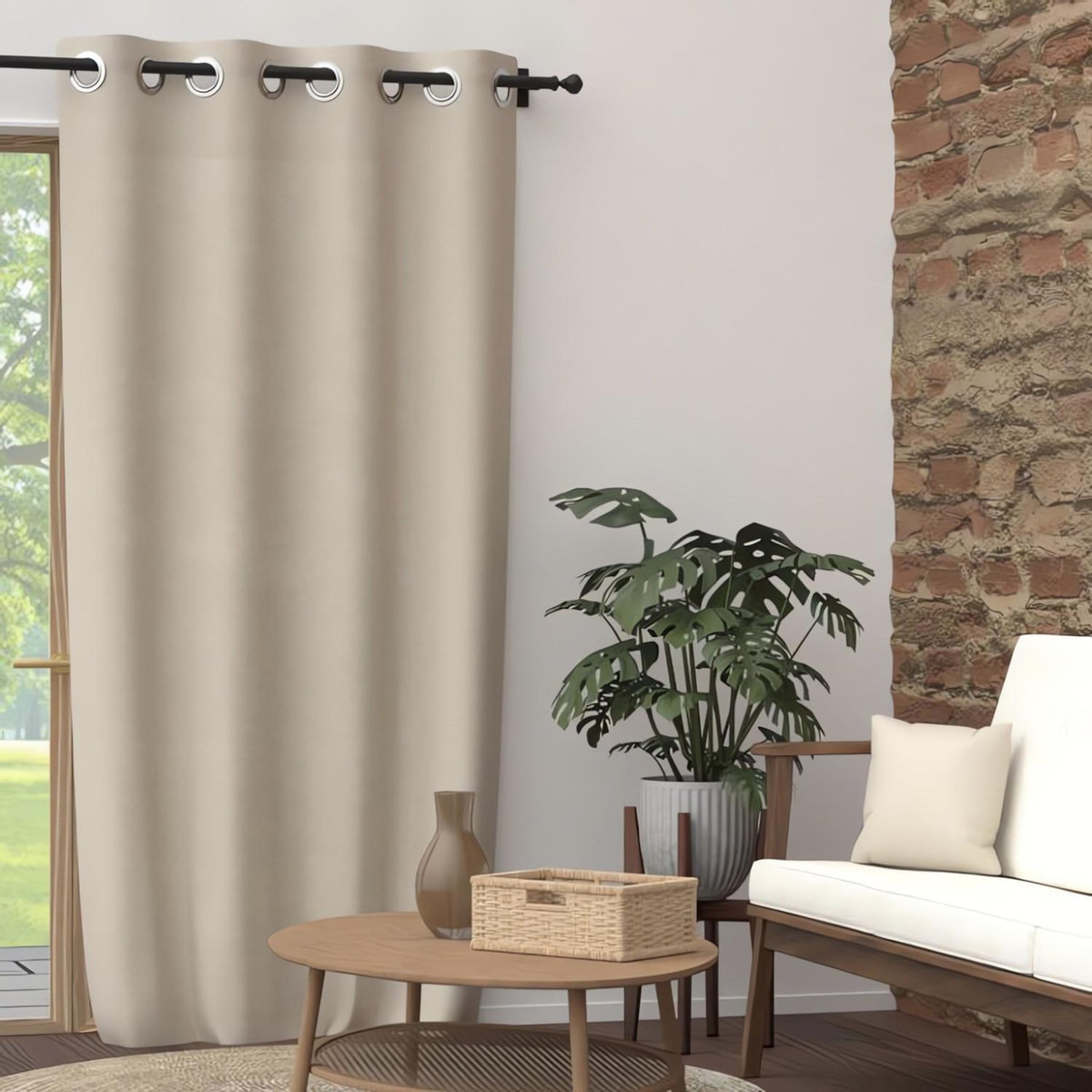 SOLEIL D'OCRE Rideau à oeillets pur coton PANAMA, par Soleil d'Ocre