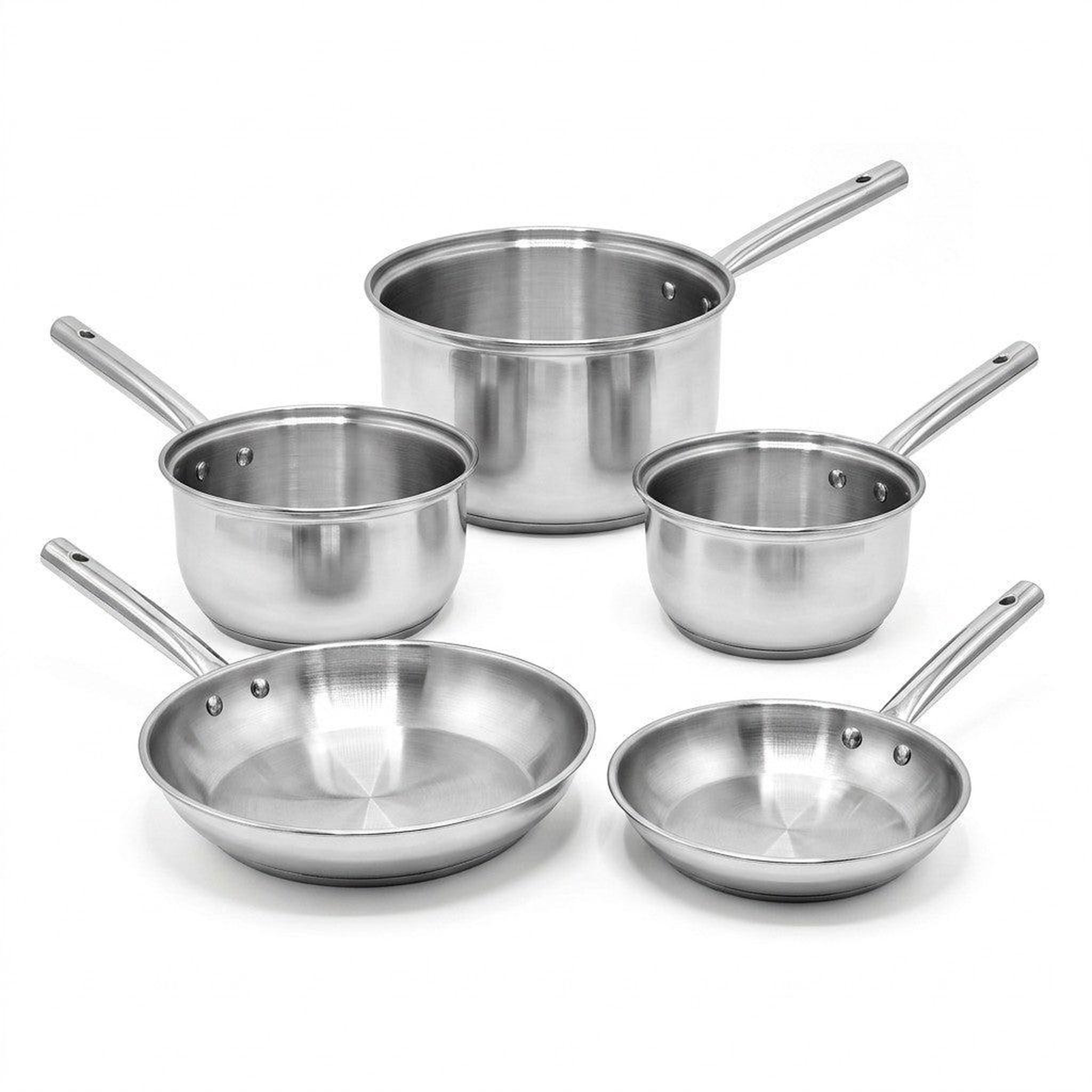 Fackelmann Lot de 3 casseroles 18/20/22 cm et 2 poêles 20/24 cm en inox fackelmann rhona