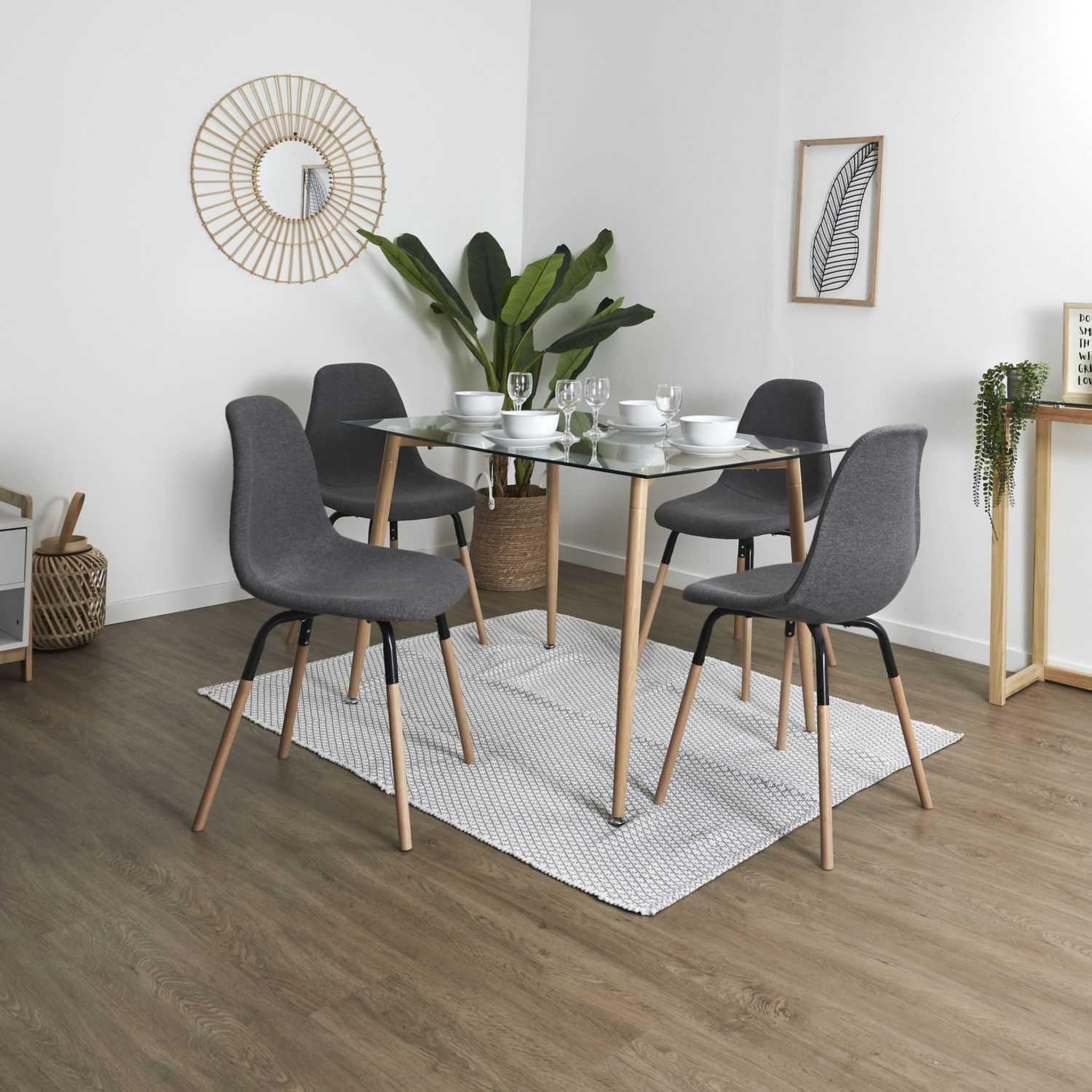 Voir la diapositive 5 : TOILINUX Lot de 4 chaises scandinave phenix en tissu et métal - gris