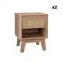 Voir la diapositive 3 : SWEEEK Lot de 2 tables de chevet avec 1 tiroir et 1 niche effet bois et cannage. pieds eucalyptus