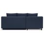 Voir la diapositive 6 : MARKET24 Canapé d'angle gauche convertible MIKA 3 places - Tissu bleu foncé - Coffre de rangement - L218 x P98/145 x H84 cm