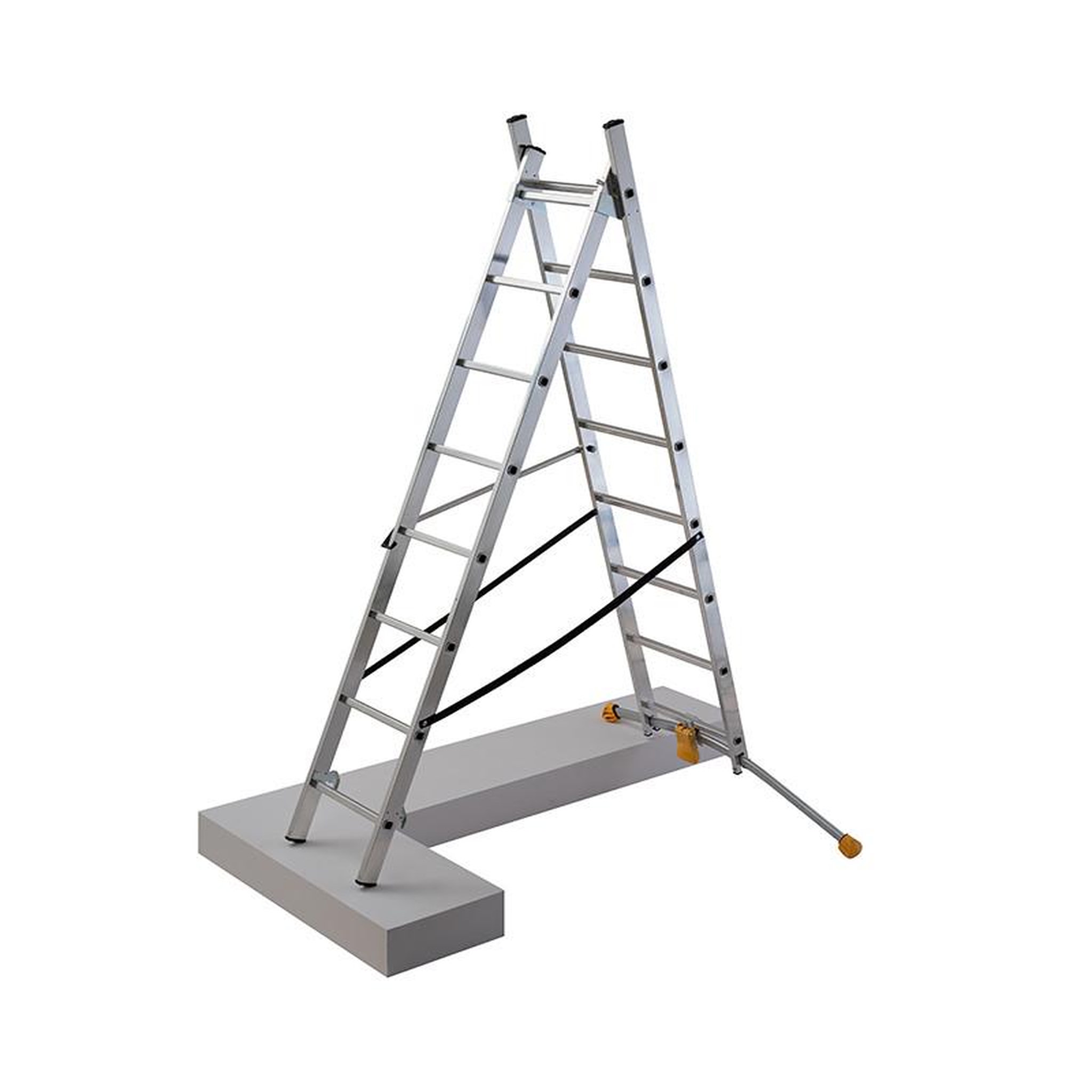 Voir la diapositive 3 : HAILO Echelle transformable 2 plans 2x8 échelons 3,5m/4,4m en aluminium Hailo HobbyLot
