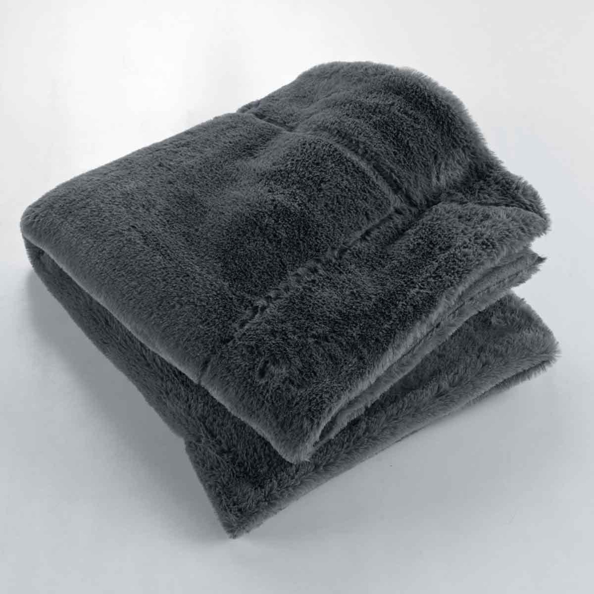 Voir la diapositive 2 : Douceur d'Intérieur Plaid imitation fourrure  caresse  180x220cm anthracite