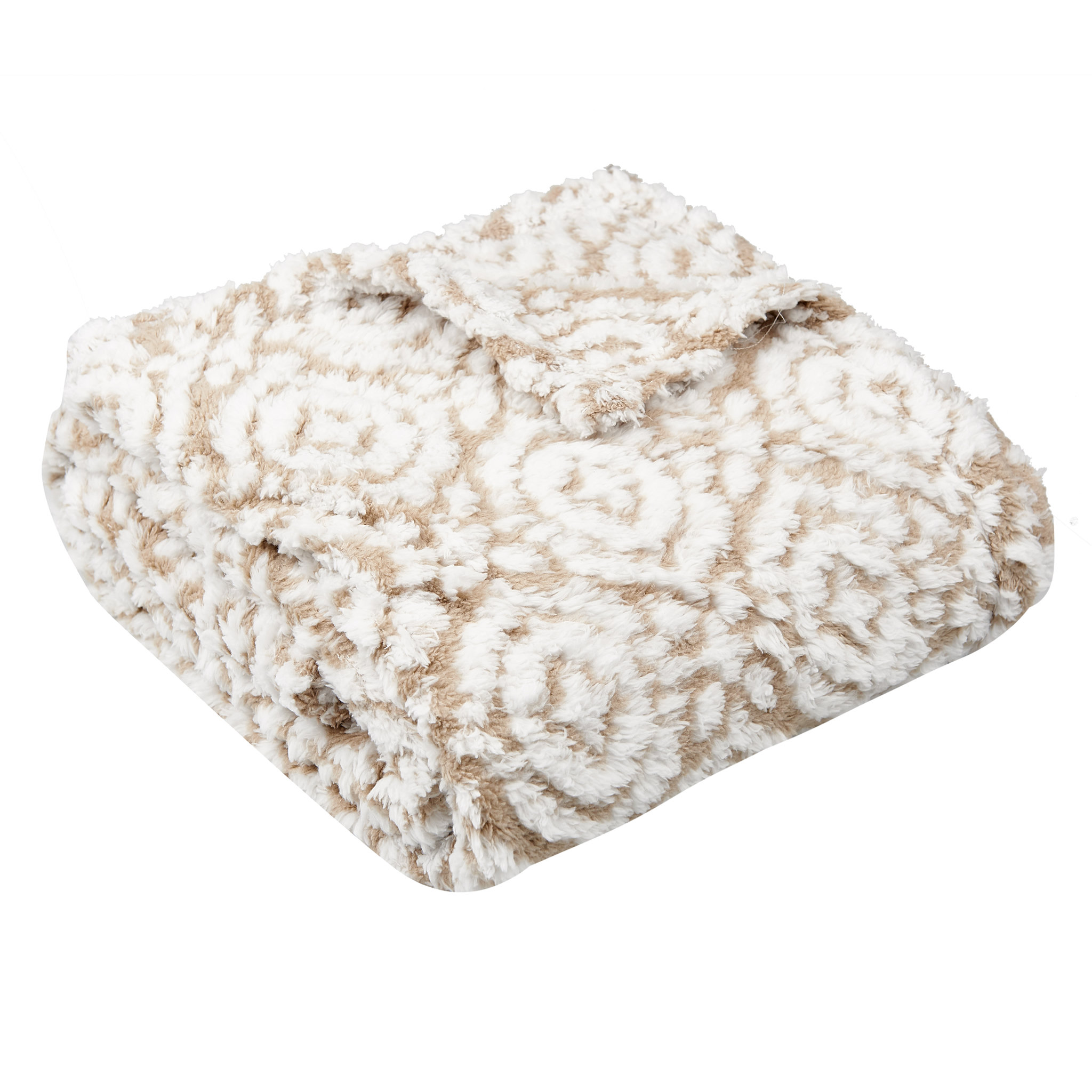 Voir la diapositive 2 : ACTUEL Plaid, couvre-lit, jeté de canapé motifs ronds effet mouton 320 g/m²
