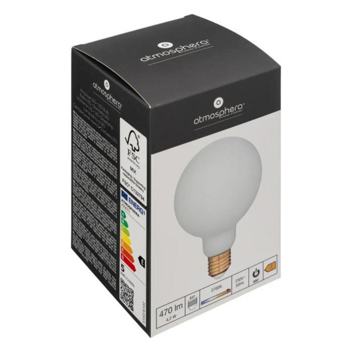 ATMOSPHERA Ampoule LED Globe  Opaline  14cm Blanc