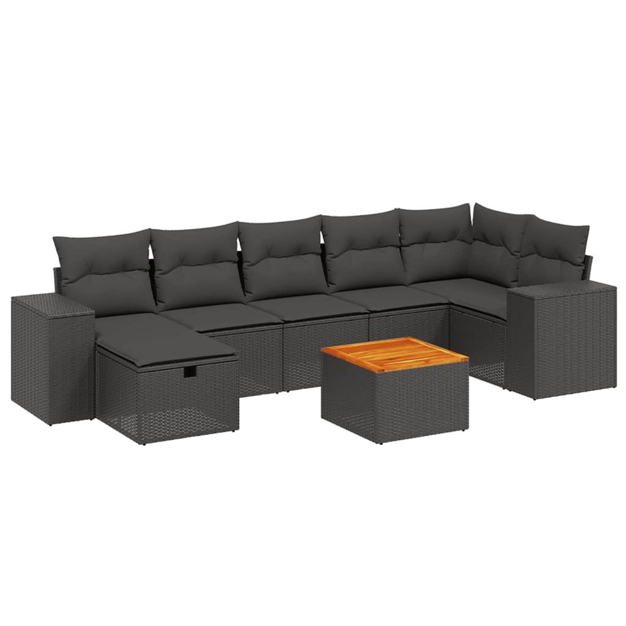 Voir la diapositive 2 : VIDAXL Salon de jardin 8 pcs avec coussins noir resine tressee