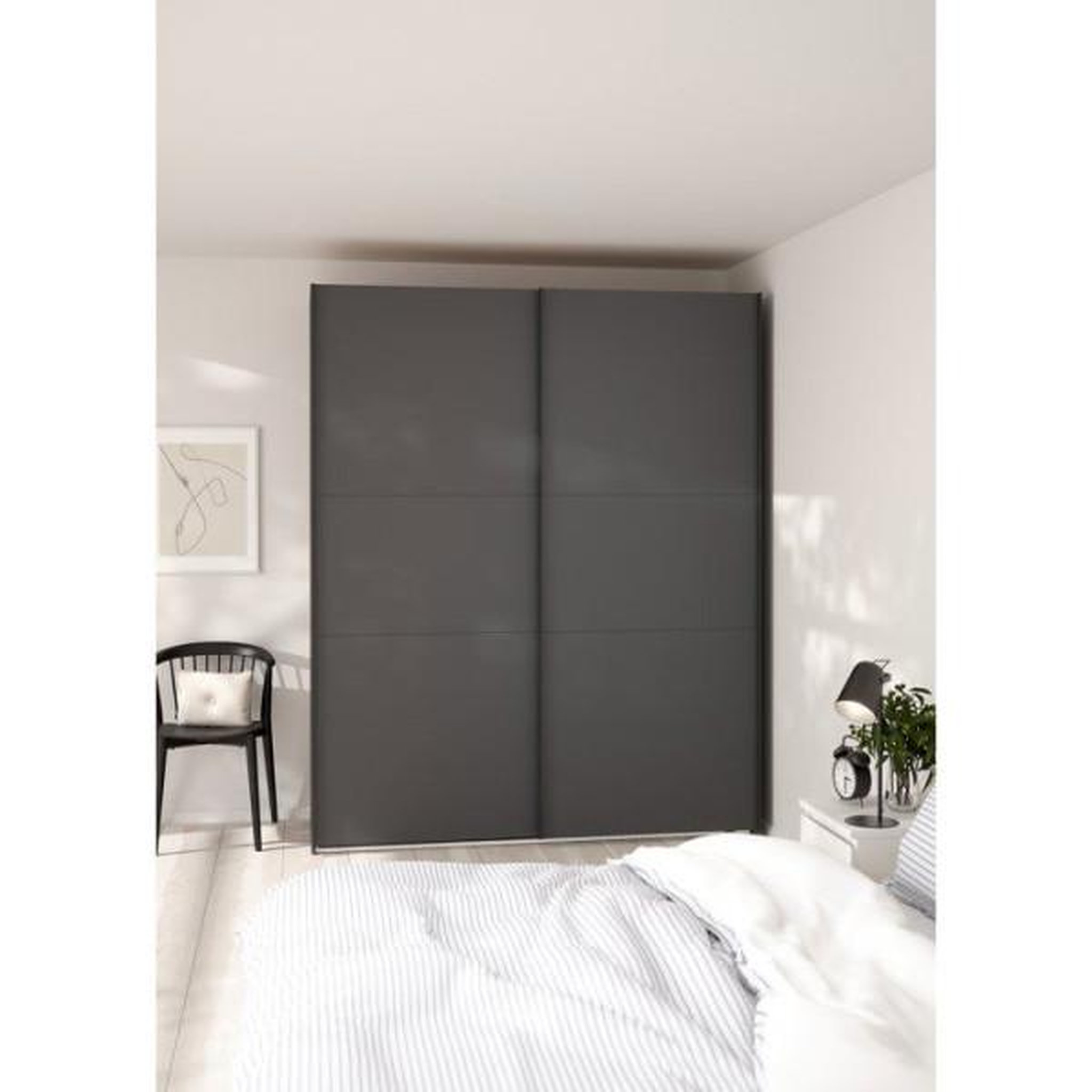 MARKET24 Armoire de chambre - como - gris mat - 2 portes coulissantes - 178,5 x 66,6 x 220,4 cm