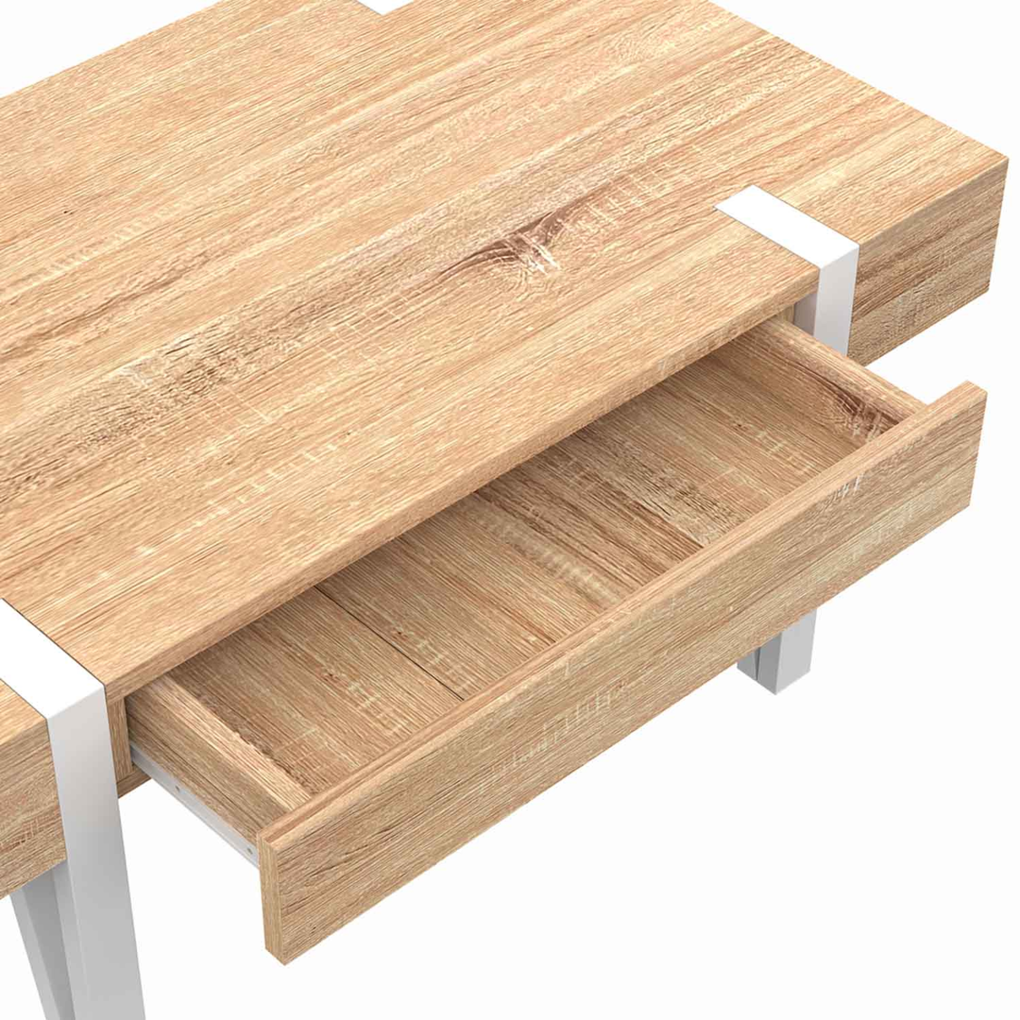 Voir la diapositive 6 : ID MARKET Table basse 1 tiroir austria bois pied épingle blanc