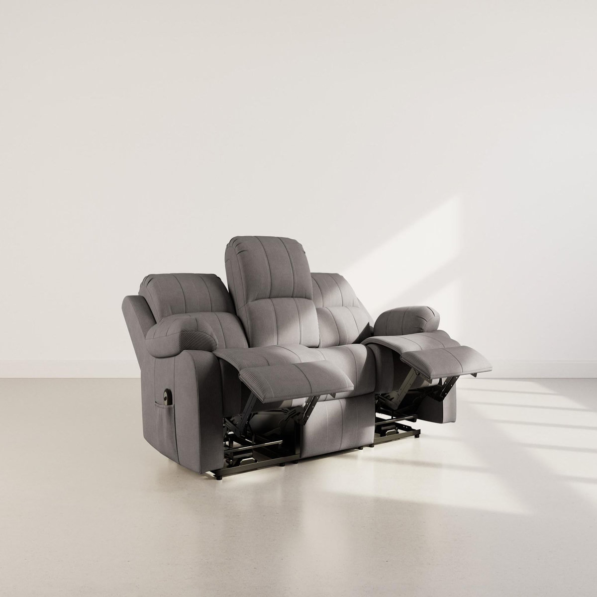 BEST MOBILIER Armand - canapé 3 places relax électrique en velours côtelé