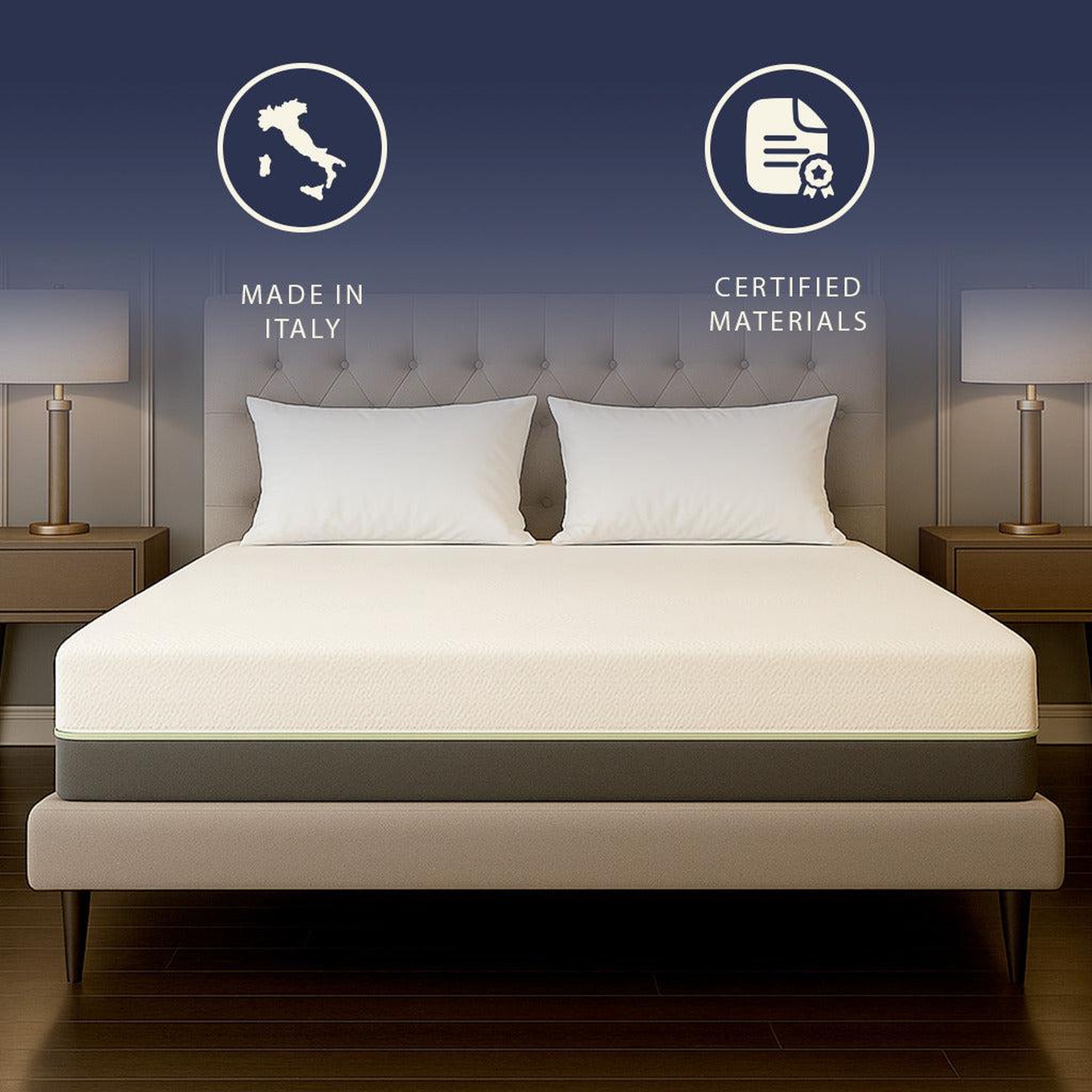 Voir la diapositive 2 : THE WHITE STONE Matelas 80x190 cm à Ressorts Ensachés & Mémoire de Forme | Hauteur 25 cm | Hypoallergénique & Respirant | Déhoussable | Fabriqué en Italie
