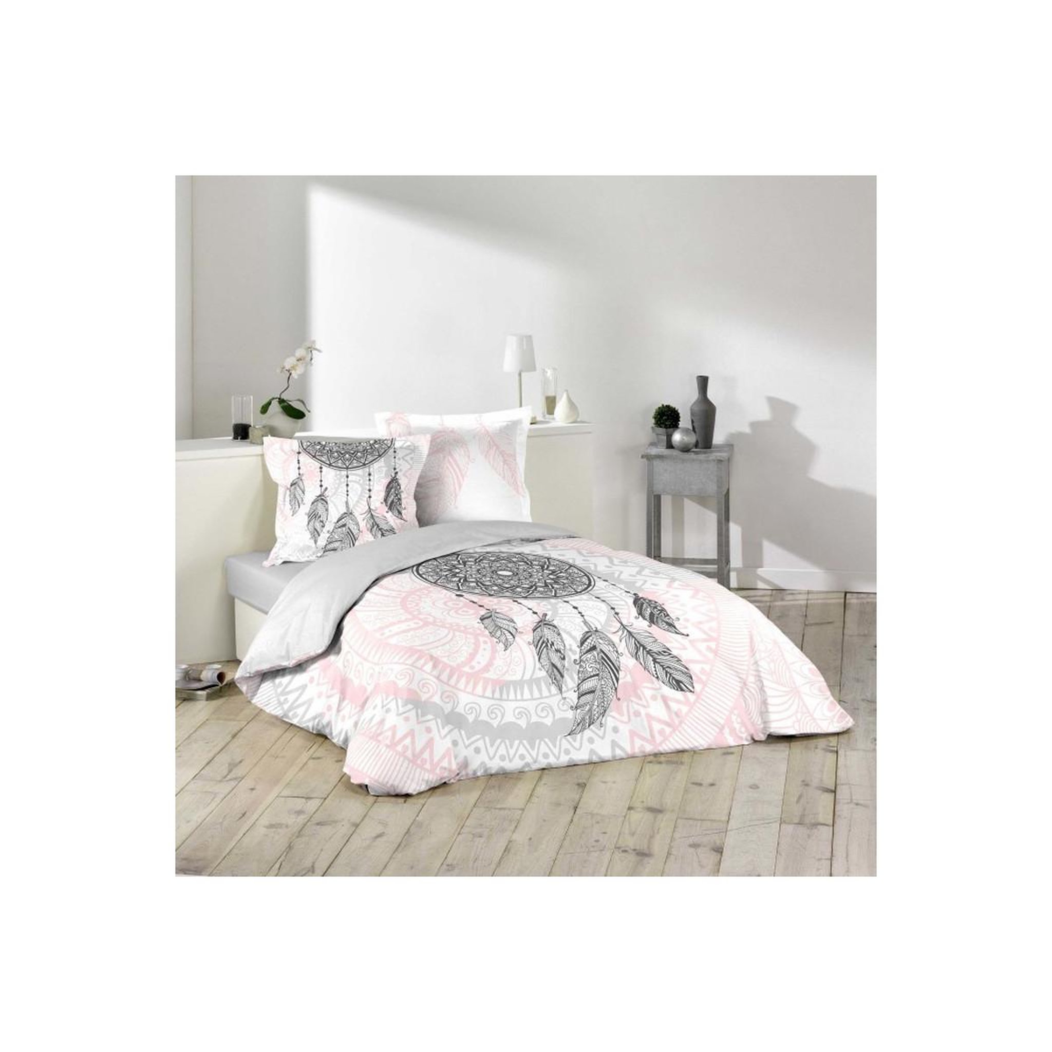 Douceur d'Intérieur Parure de lit 3 pièces  namaste  200x200cm rose