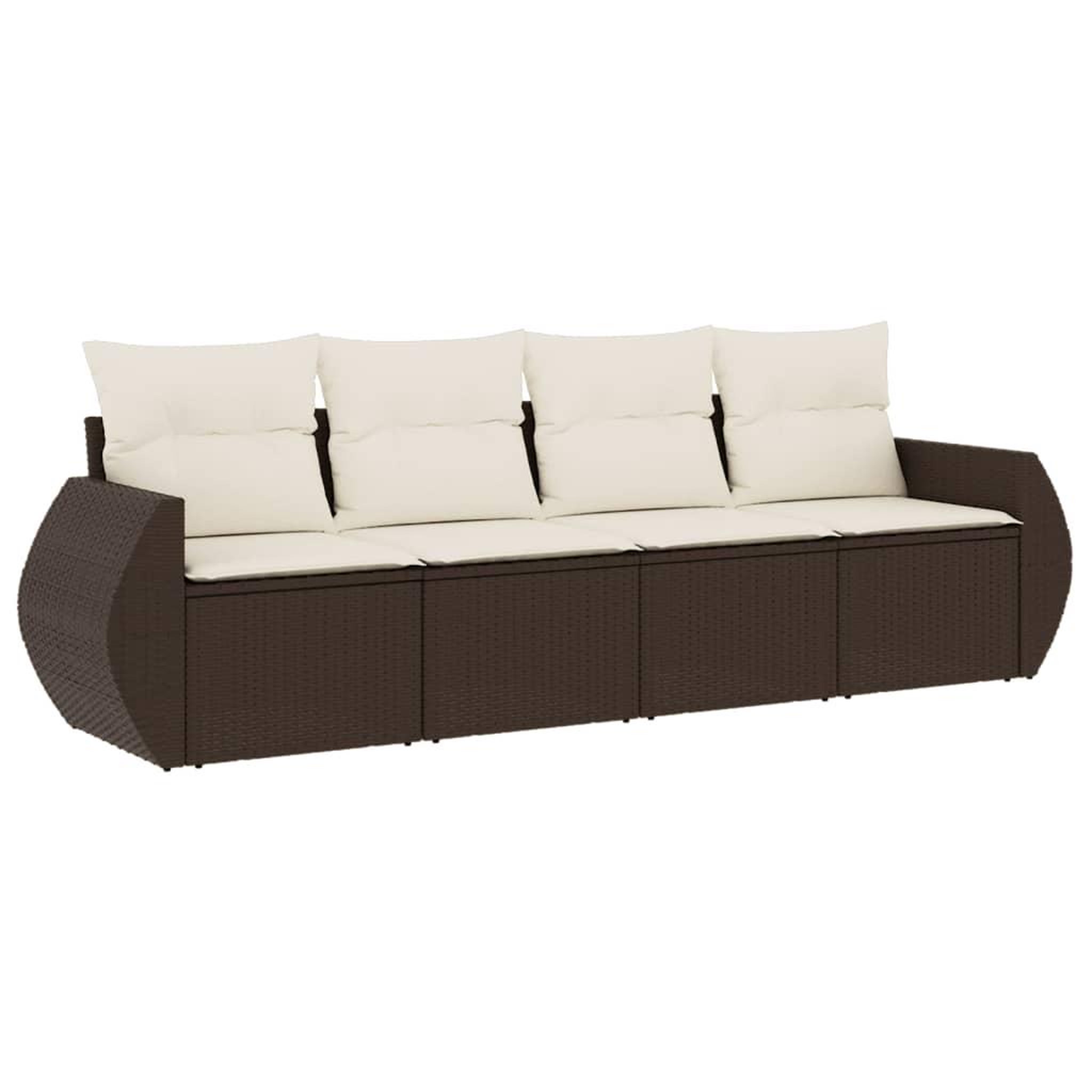 Voir la diapositive 2 : VIDAXL Salon de jardin 4 pcs avec coussins marron resine tressee