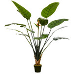 HOMCOM Plante artificielle Strelitzia H. 180 cm branches lichen feuilles fleurs grand réalisme pot inclus