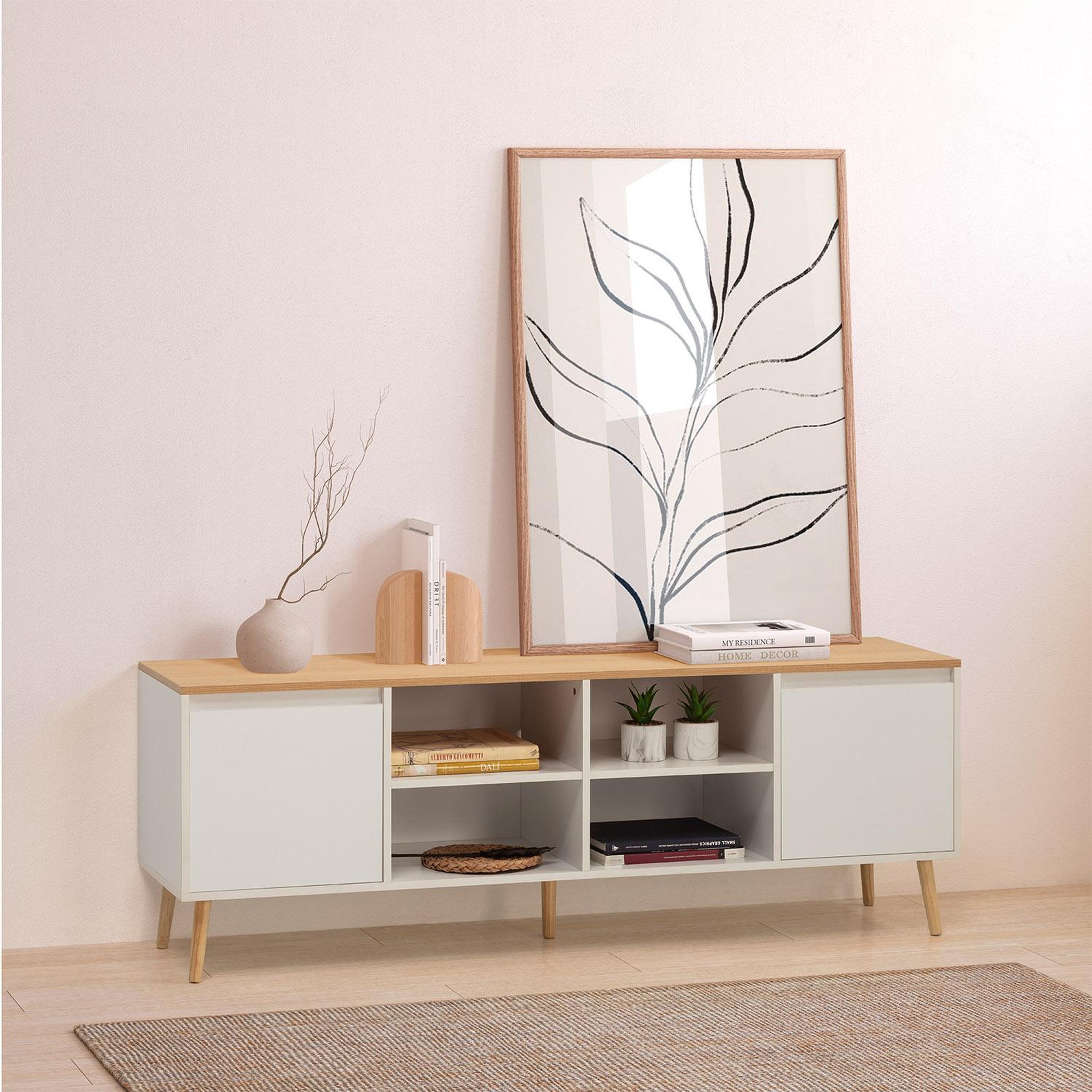 Voir la diapositive 2 : VS VENTA-STOCK Meuble Tv Desi 2 portes couleur Blanc