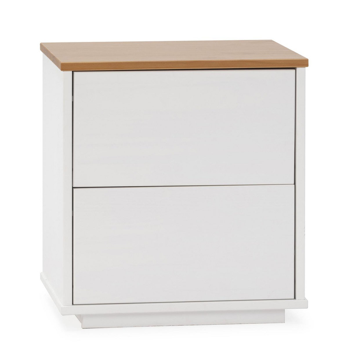 VS VENTA-STOCK Table de chevet Bob 2 tiroirs blanc/chêne, bois massif