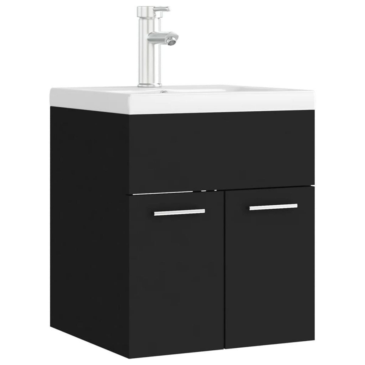 VIDAXL Armoire d'evier avec lavabo integre noir bois d'ingenierie