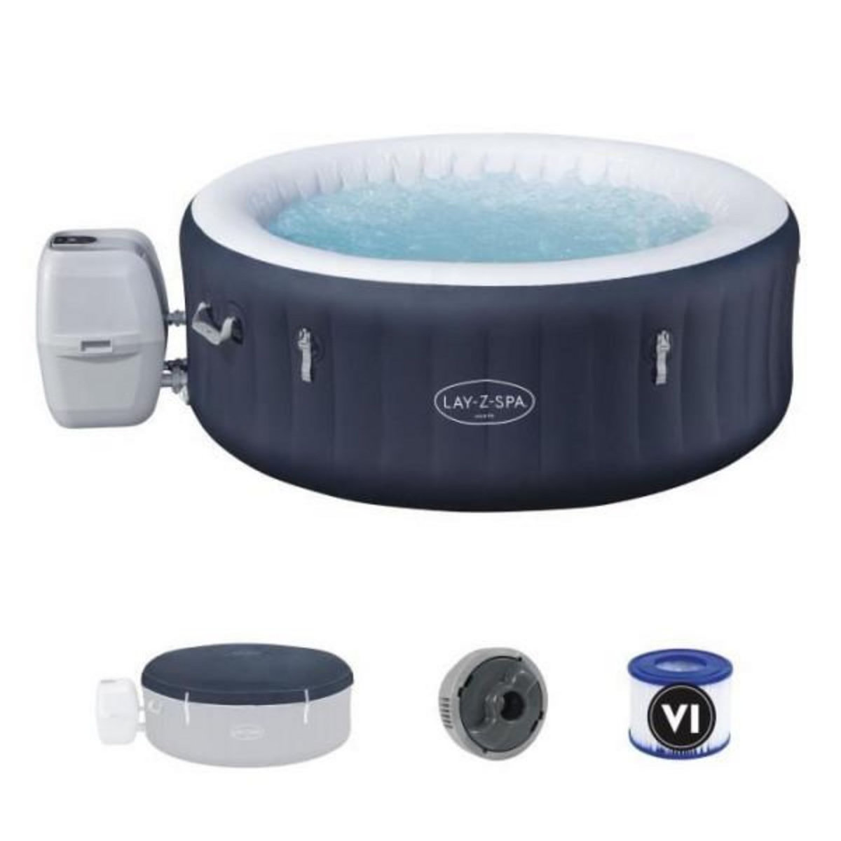 BESTWAY Spa gonflable BESTWAY - Lay-Z-Spa Miami - 120 airjets - 180 x 66 cm - 2 a 4 places - Rond (couverture, cartouche, diffuseur)