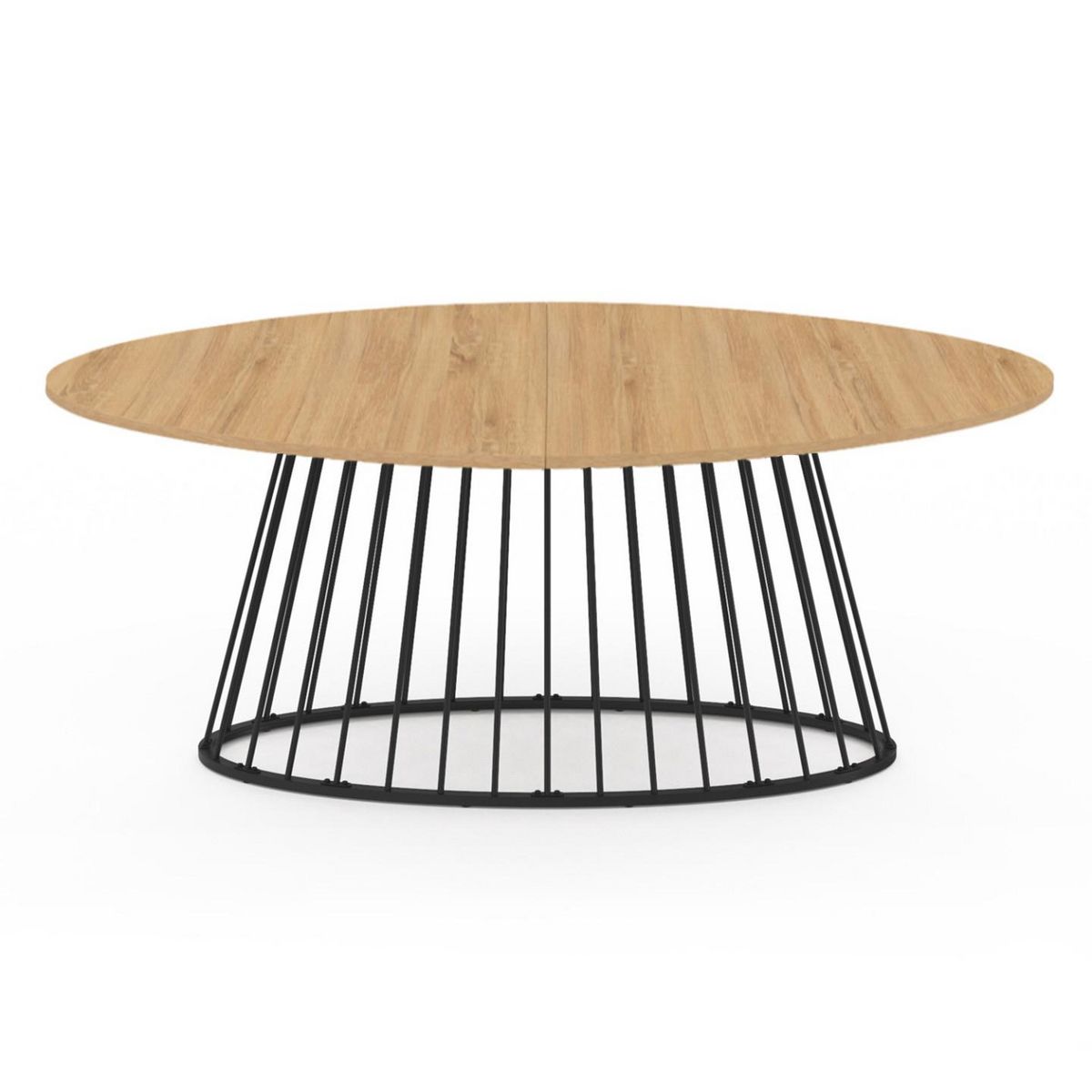 ID MARKET Table à manger ovale YUNA 10 personnes plateau bois et pied filaire en métal noir 200 cm