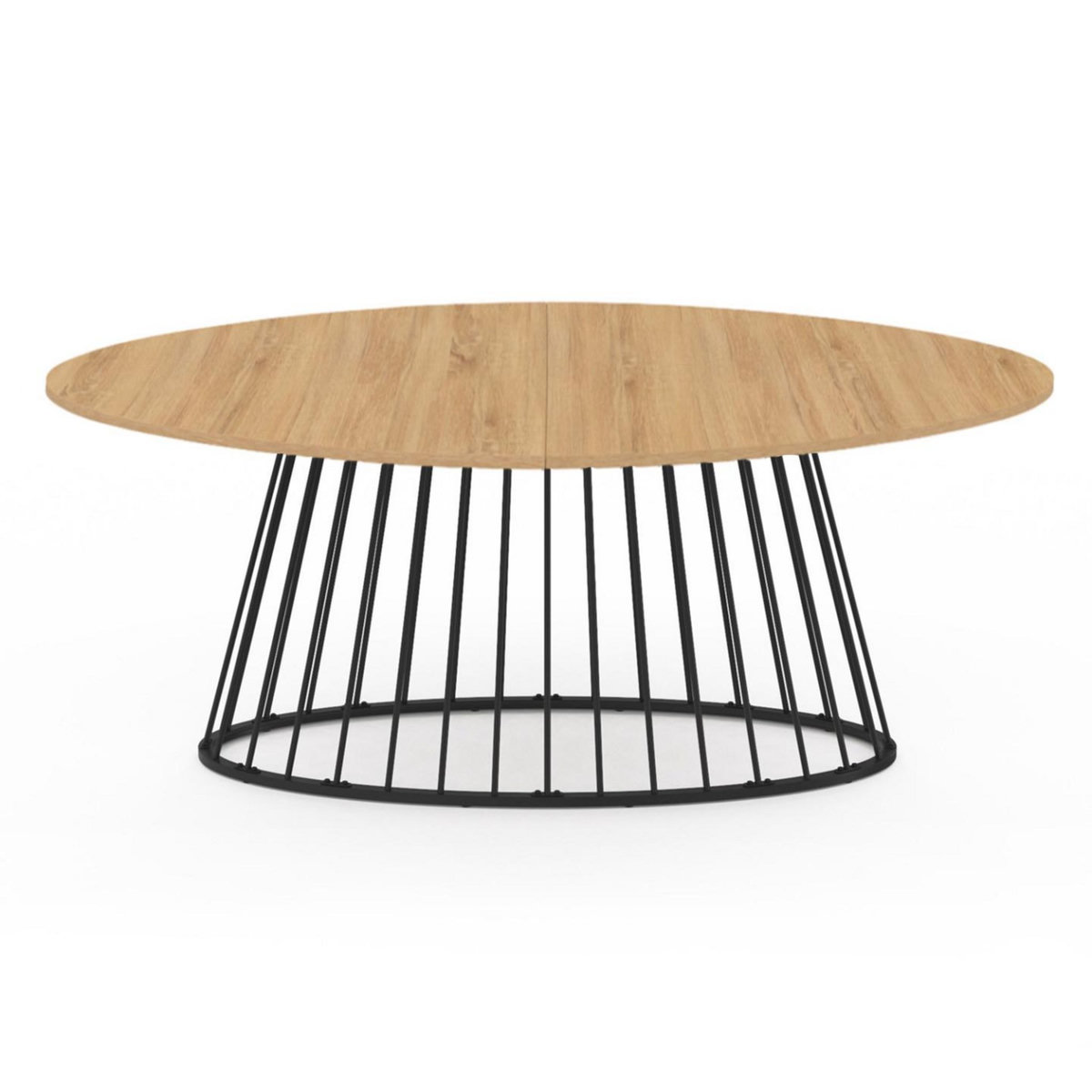 ID MARKET Table à manger ovale YUNA 10 personnes plateau bois et pied filaire en métal noir 200 cm