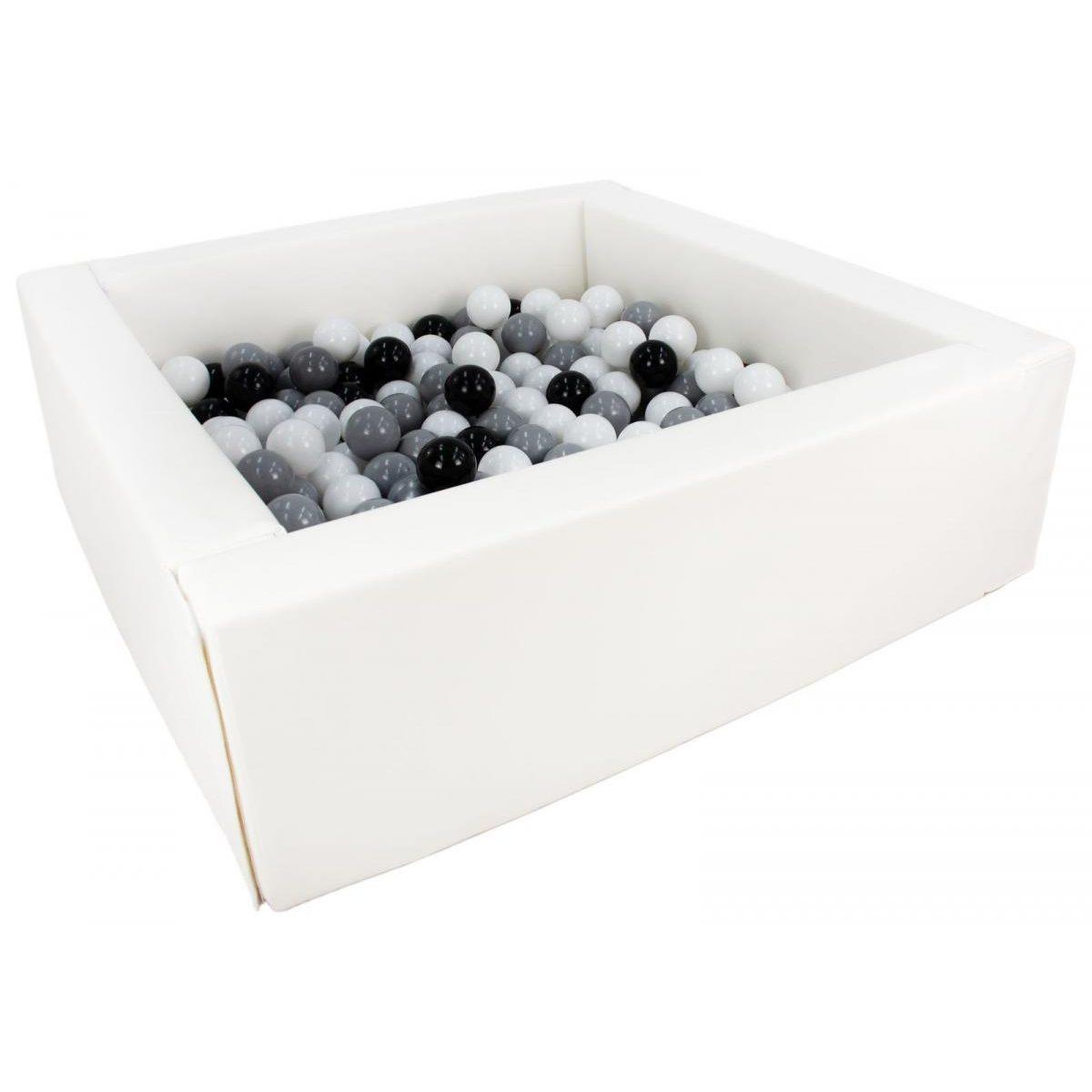 VELINDA Piscine à balles carrée avec 200 balles - blanc/noir, blanc, gris
