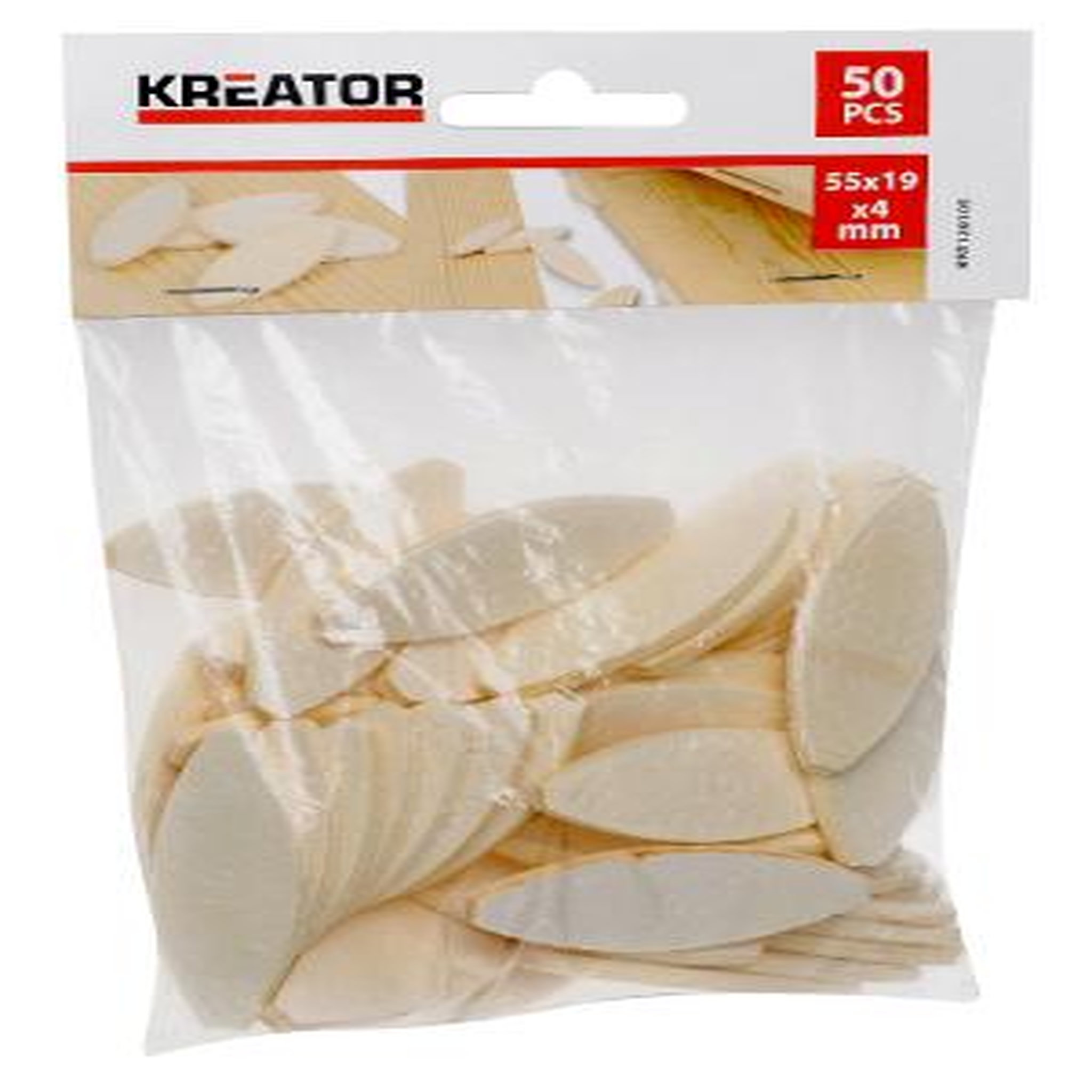 KREATOR Lot de 50 lamelles bois 45 x 15 x 4 mm