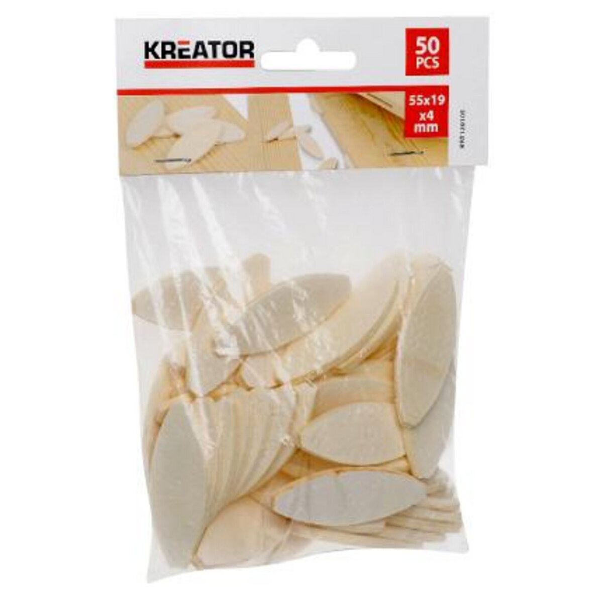 KREATOR Lot de 50 lamelles bois 45 x 15 x 4 mm