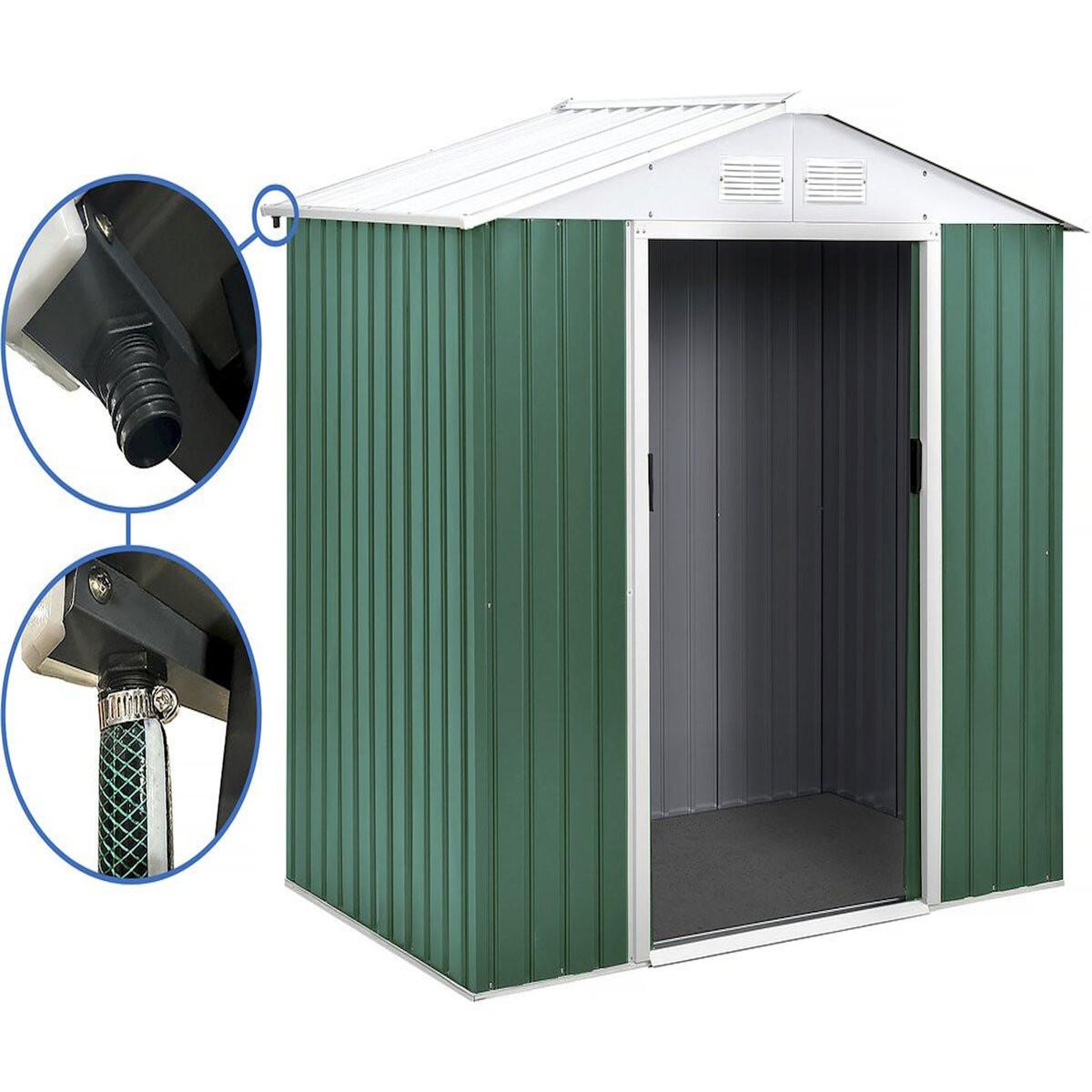 Habitat et Jardin Abri de jardin métal -  Rosas  - 4,07 m² avec gouttière - Vert