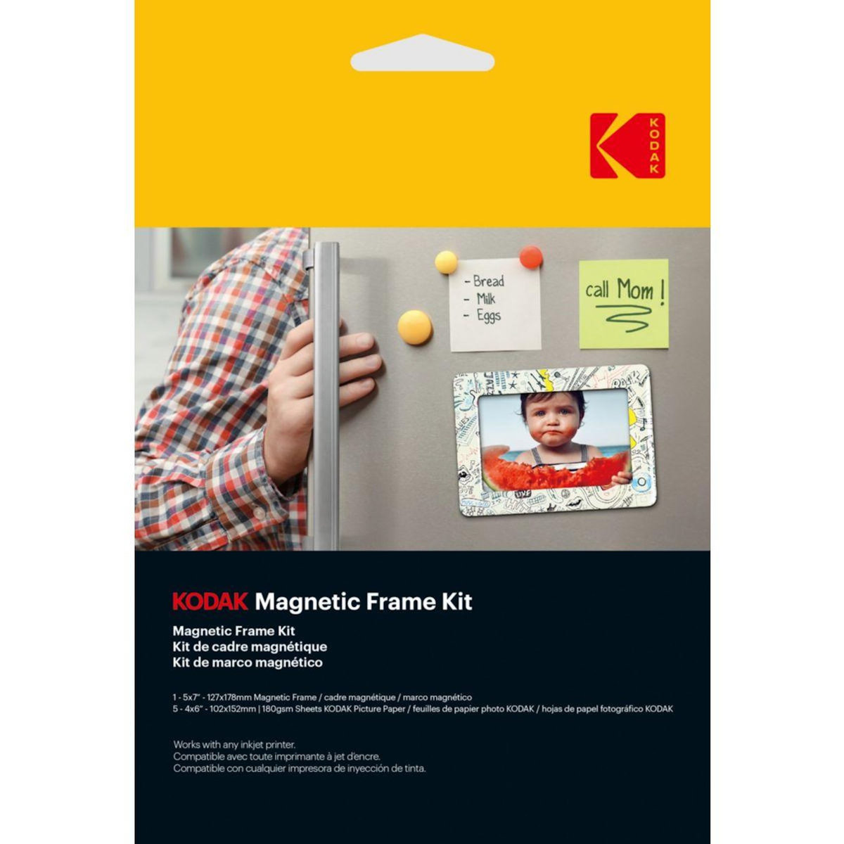 Kodak Papier photo instantané Cadre magnetique + 5 feuilles 180gsm