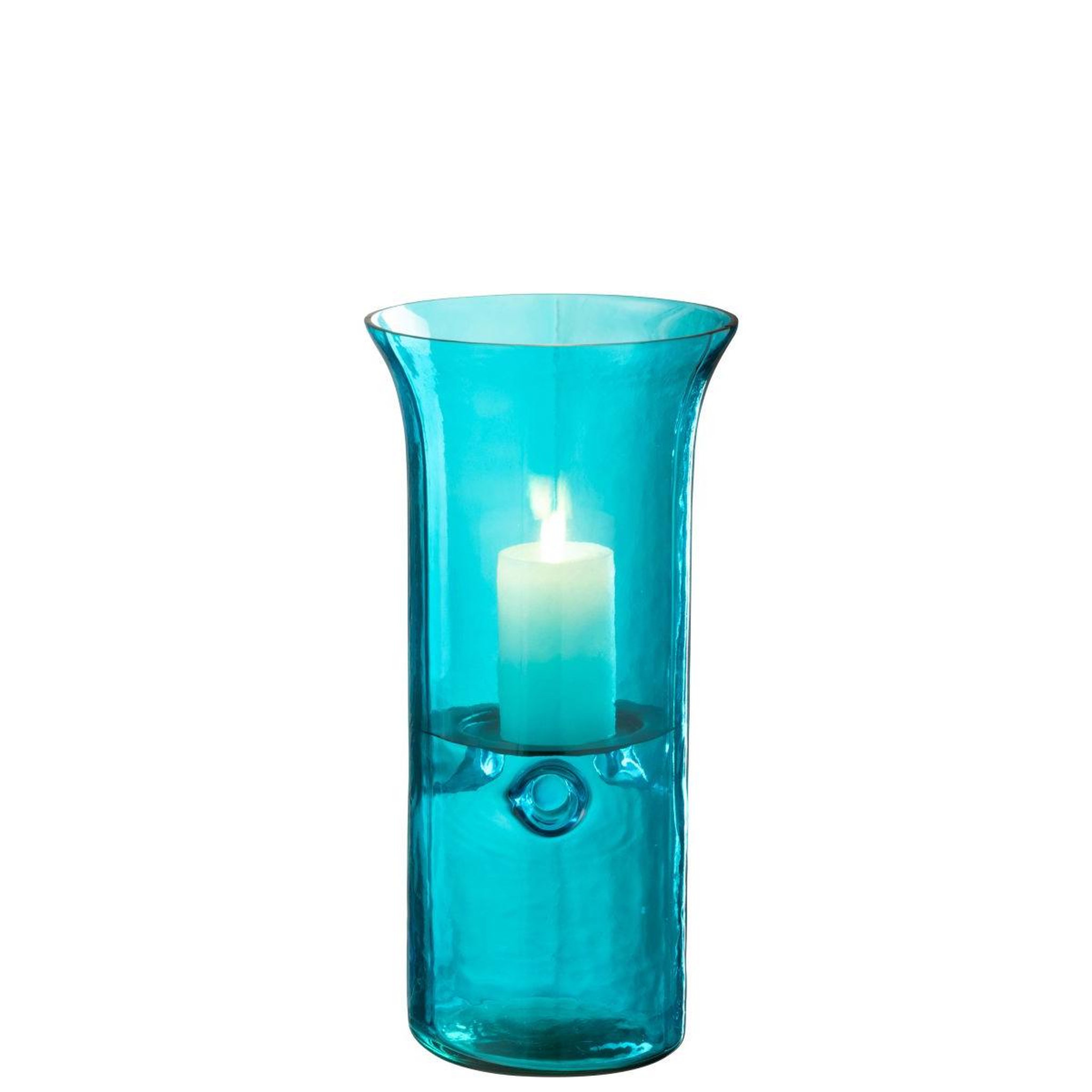 Voir la diapositive 2 : J-LINE Photophore Étroit en Verre  Tarifa  30cm Bleu Azur