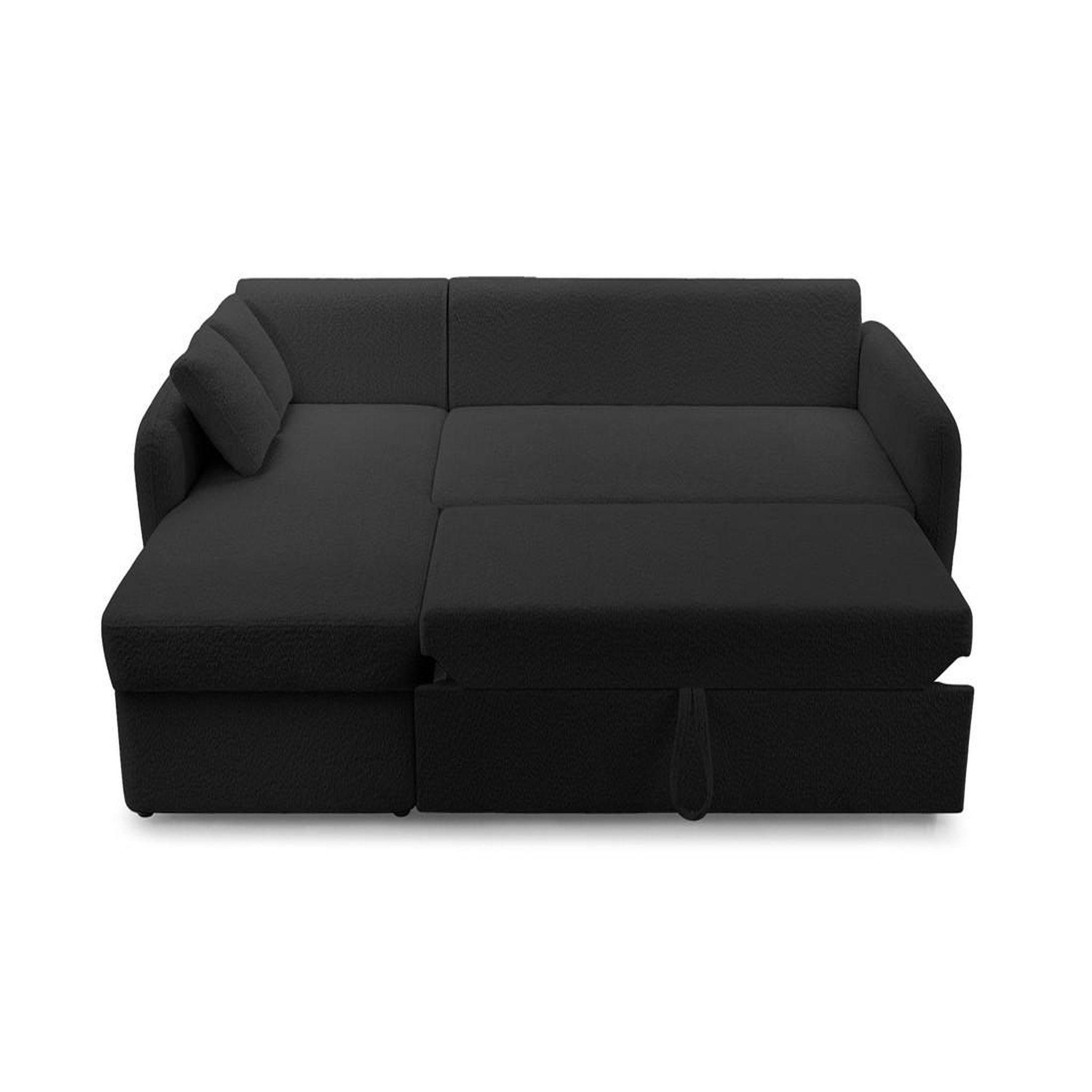 Voir la diapositive 3 : BEST MOBILIER Pocatello - canapé d'angle réversible 4 places - convertible avec coffre - en tissu bouclette