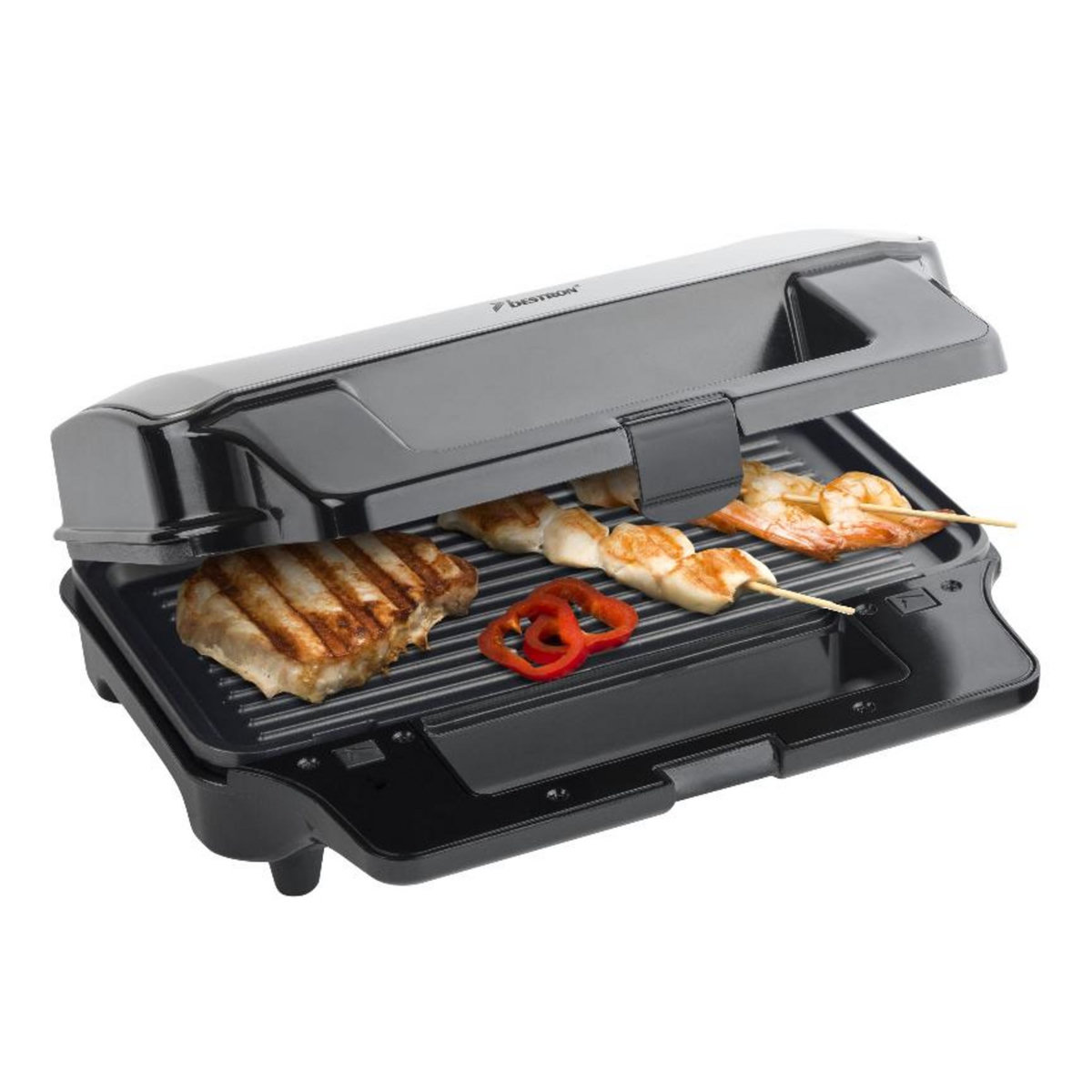 Bestron Croque-gaufre-gril 3en1 900w noir/inox - asg90xxl