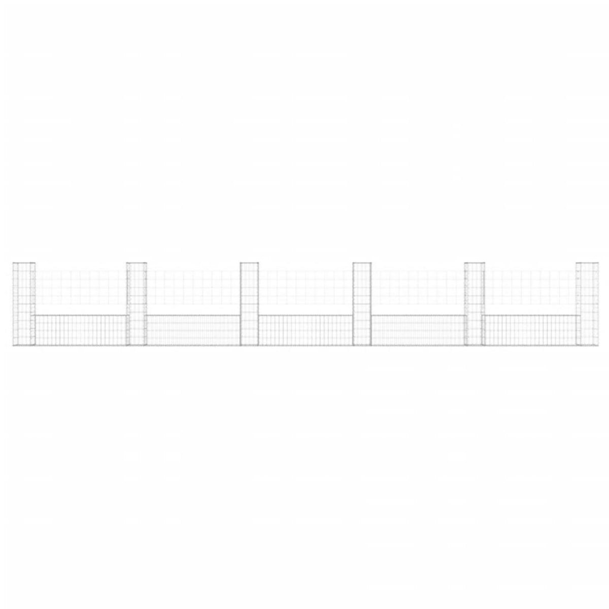 VIDAXL Panier de gabion en forme de U avec 6 poteaux Fer 620x20x100 cm