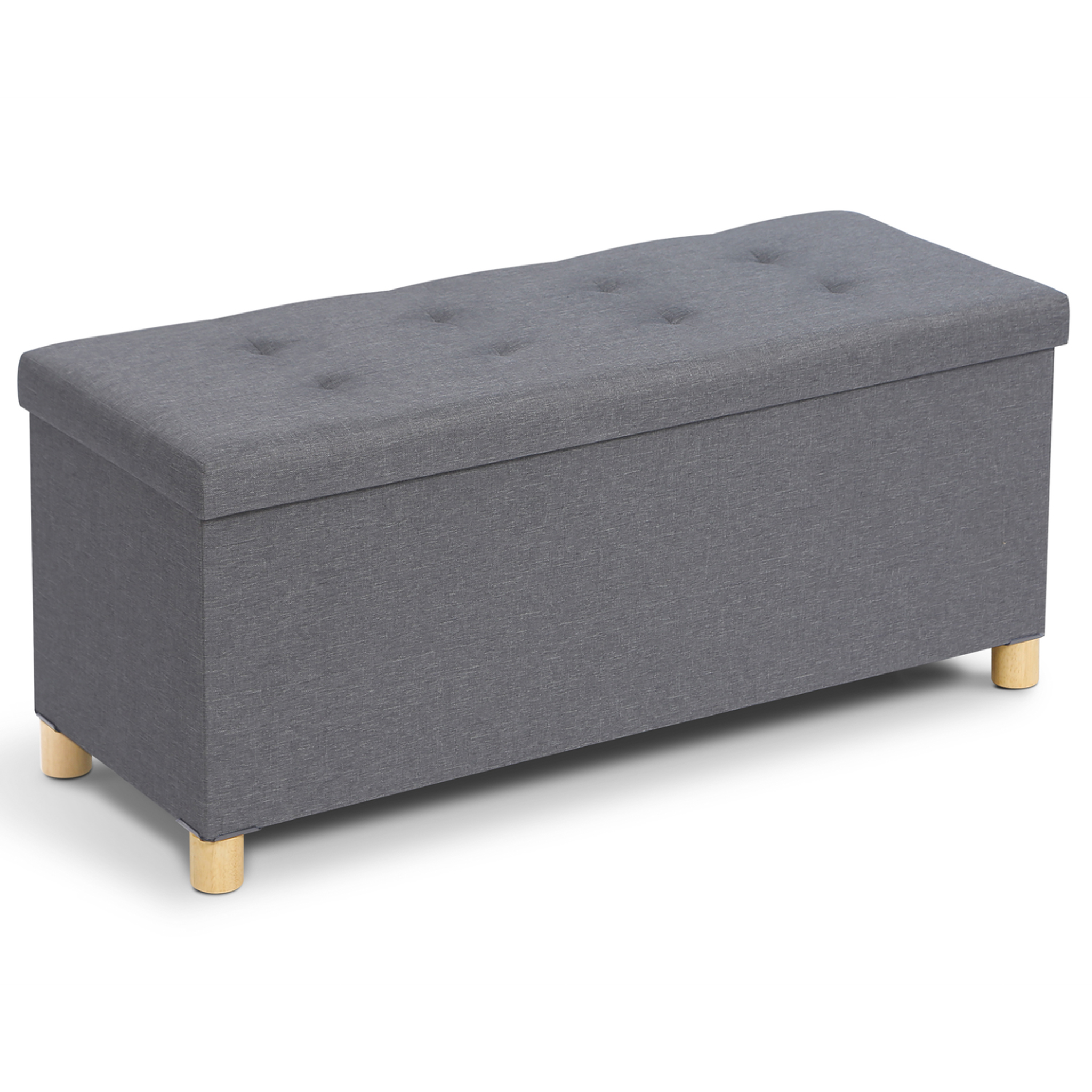 Voir la diapositive 6 : ID MARKET Banc coffre rangement sur pied 100 cm tissu gris anthracite