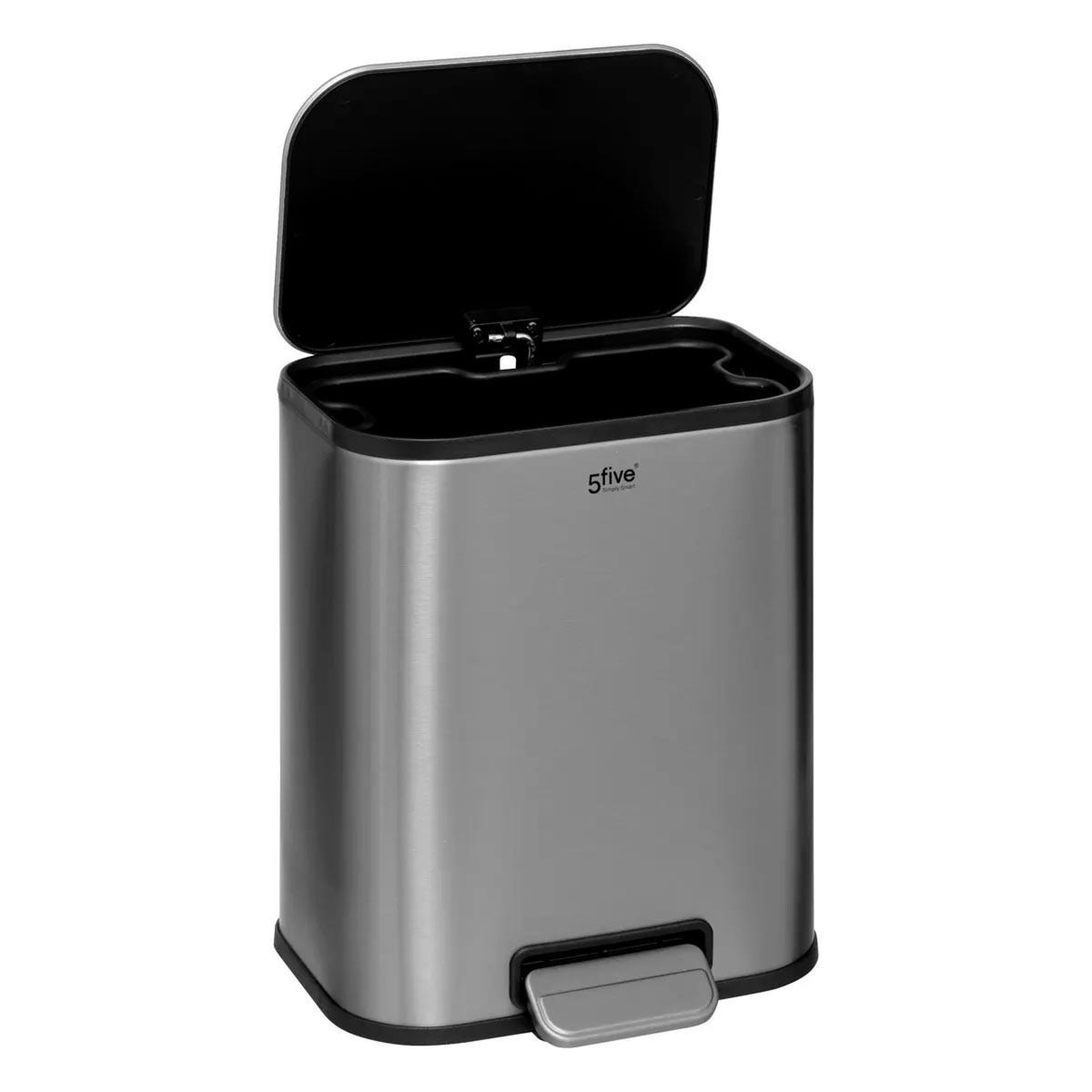 Voir la diapositive 2 : FIVE Poubelle à pédale  inox  5l gris
