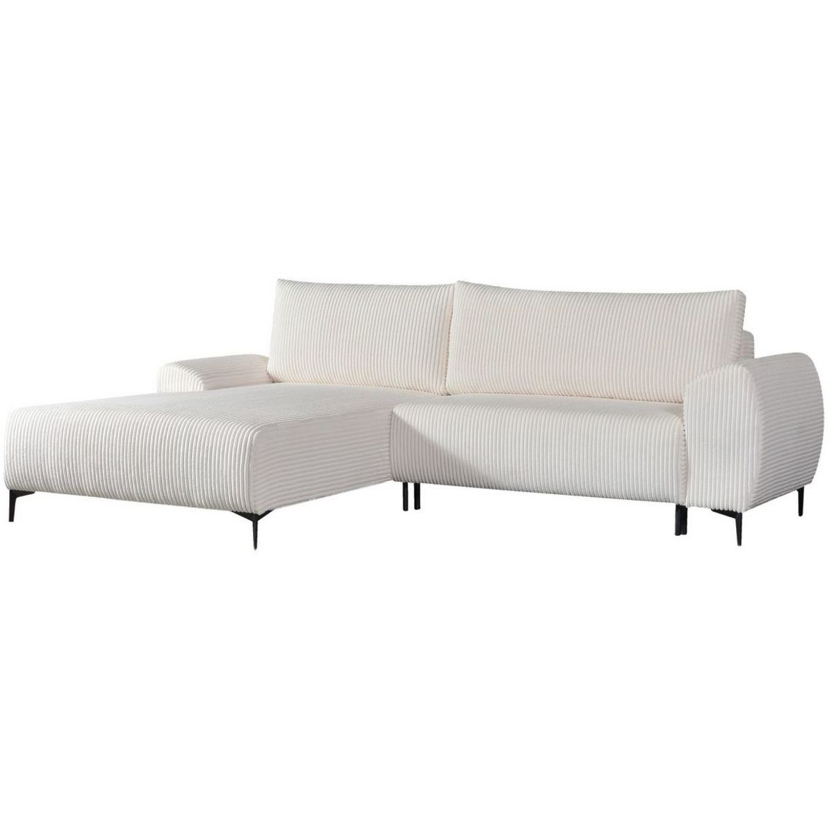 Canapé d'angle gauche fixe convertible 5 places en velour côtelé CYRIL