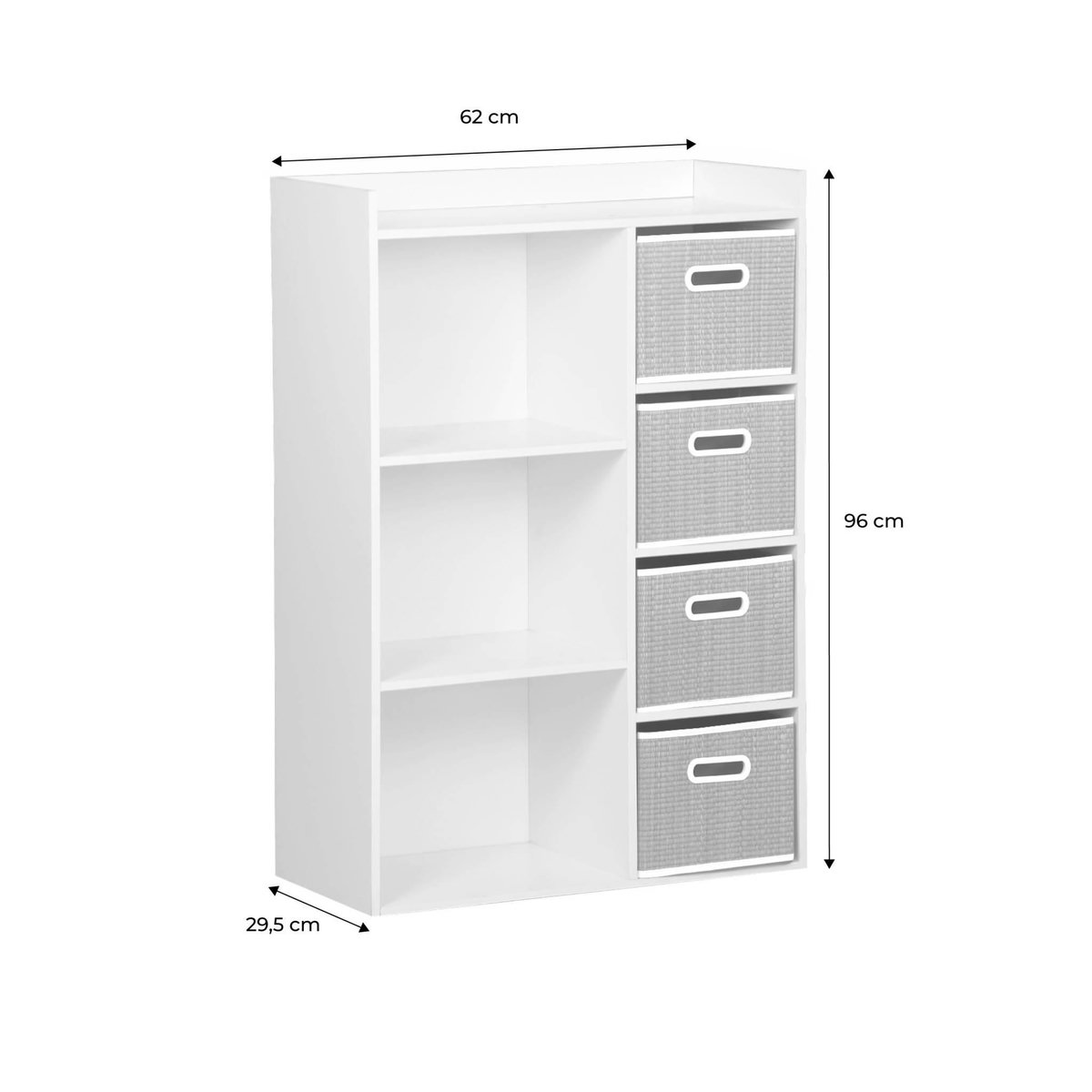 SWEEEK Meuble de rangement pour enfant avec 7 compartiments et 4 paniers fibre naturelle