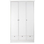 MARKET24 Armoire de chambre - LANDWOOD 18 - Blanc - 3 portes - 120 x 51 x 200 cm
