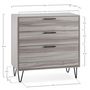 Voir la diapositive 5 : VS VENTA-STOCK Commode de nuit Alma 3 tiroirs, coloris bois, pieds métal