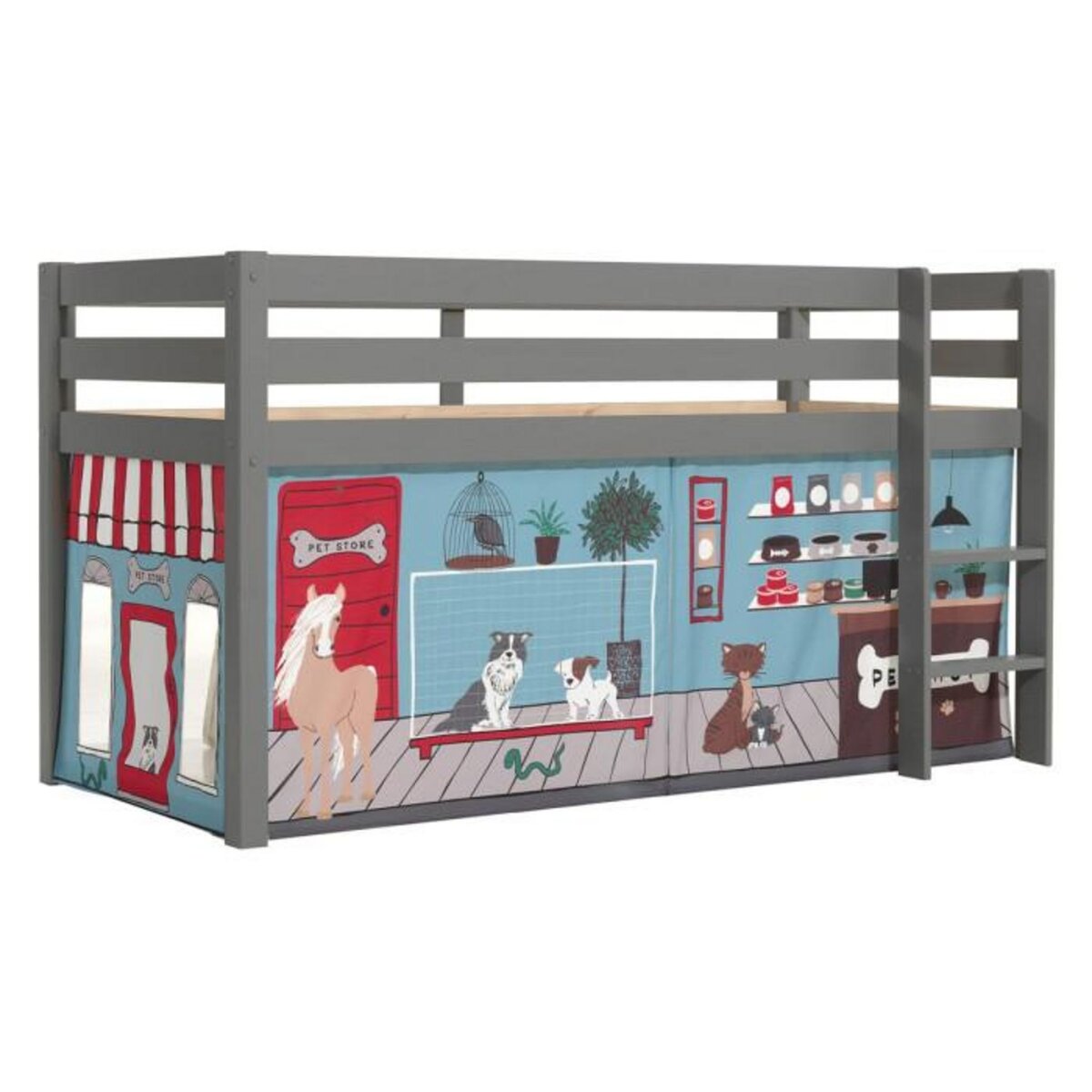 Paris Prix Lit Enfant Surélevé  Pino Pet Shop  90x200cm Gris