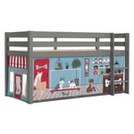 Paris Prix Lit Enfant Surélevé  Pino Pet Shop  90x200cm Gris