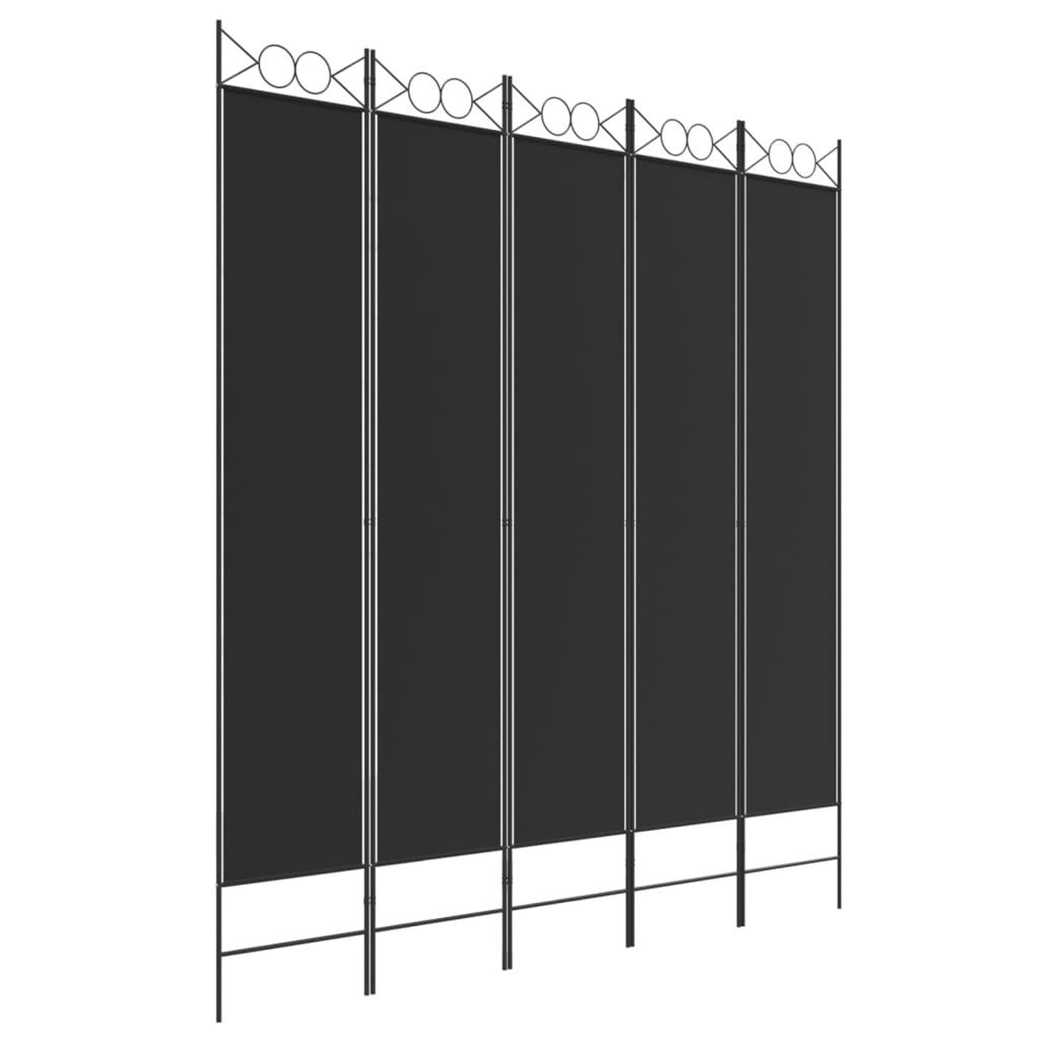 Voir la diapositive 2 : VIDAXL Cloison de separation 5 panneaux Noir 200x220 cm Tissu