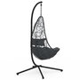 Voir la diapositive 6 : ID MARKET Fauteuil demi-lune suspendu ajouré effet rotin gris avec coussin gris