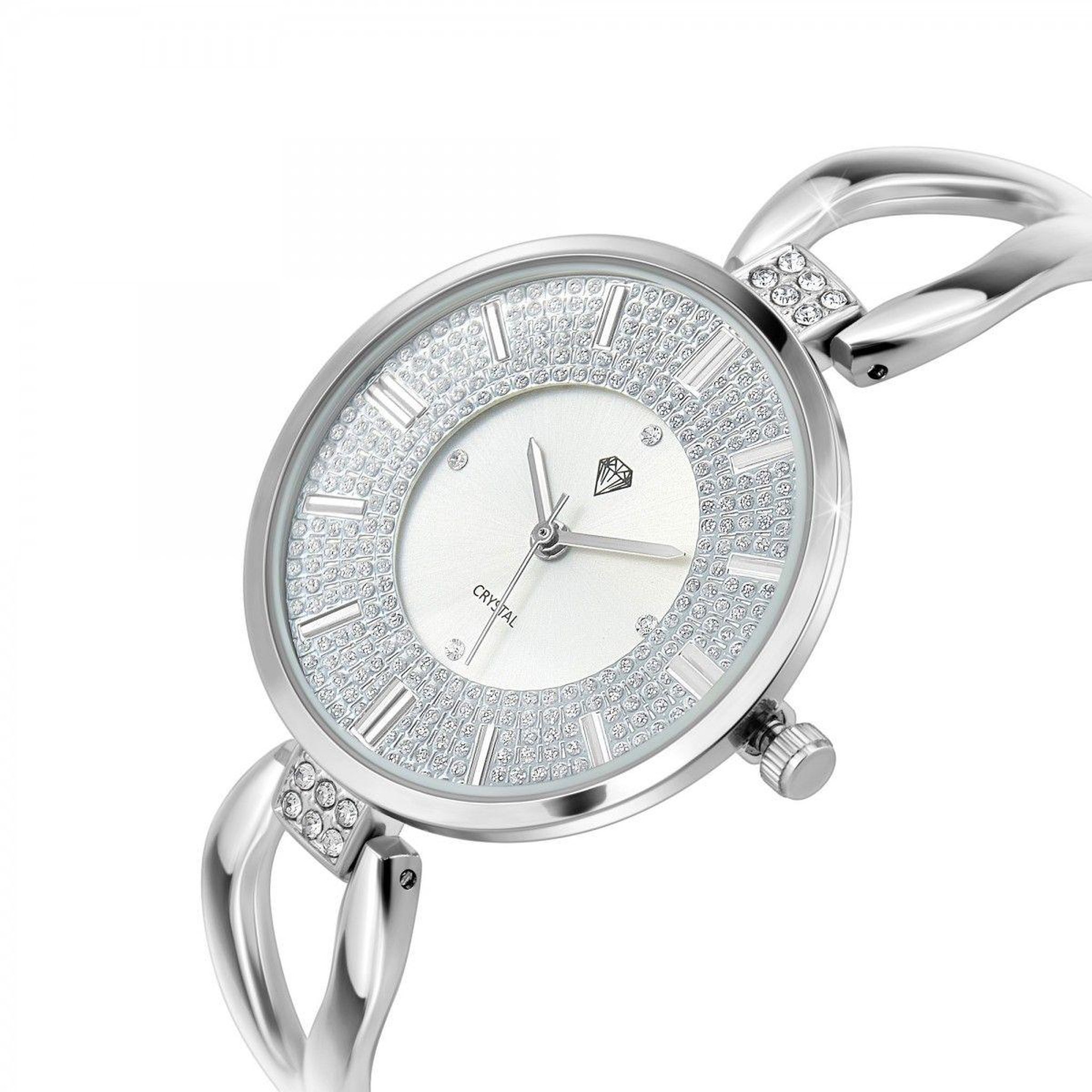 Voir la diapositive 3 : SC CRYSTAL Montre argentée Emilie SC Crystal ornée de Cristaux scintillants