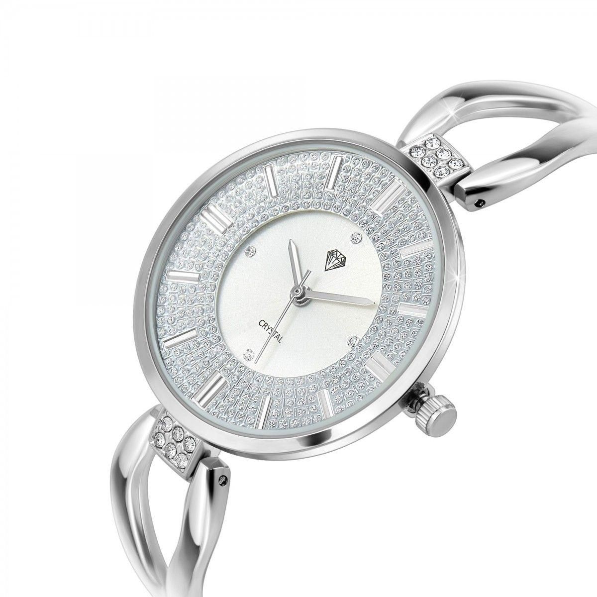 SC CRYSTAL Montre argentée Emilie SC Crystal ornée de Cristaux scintillants