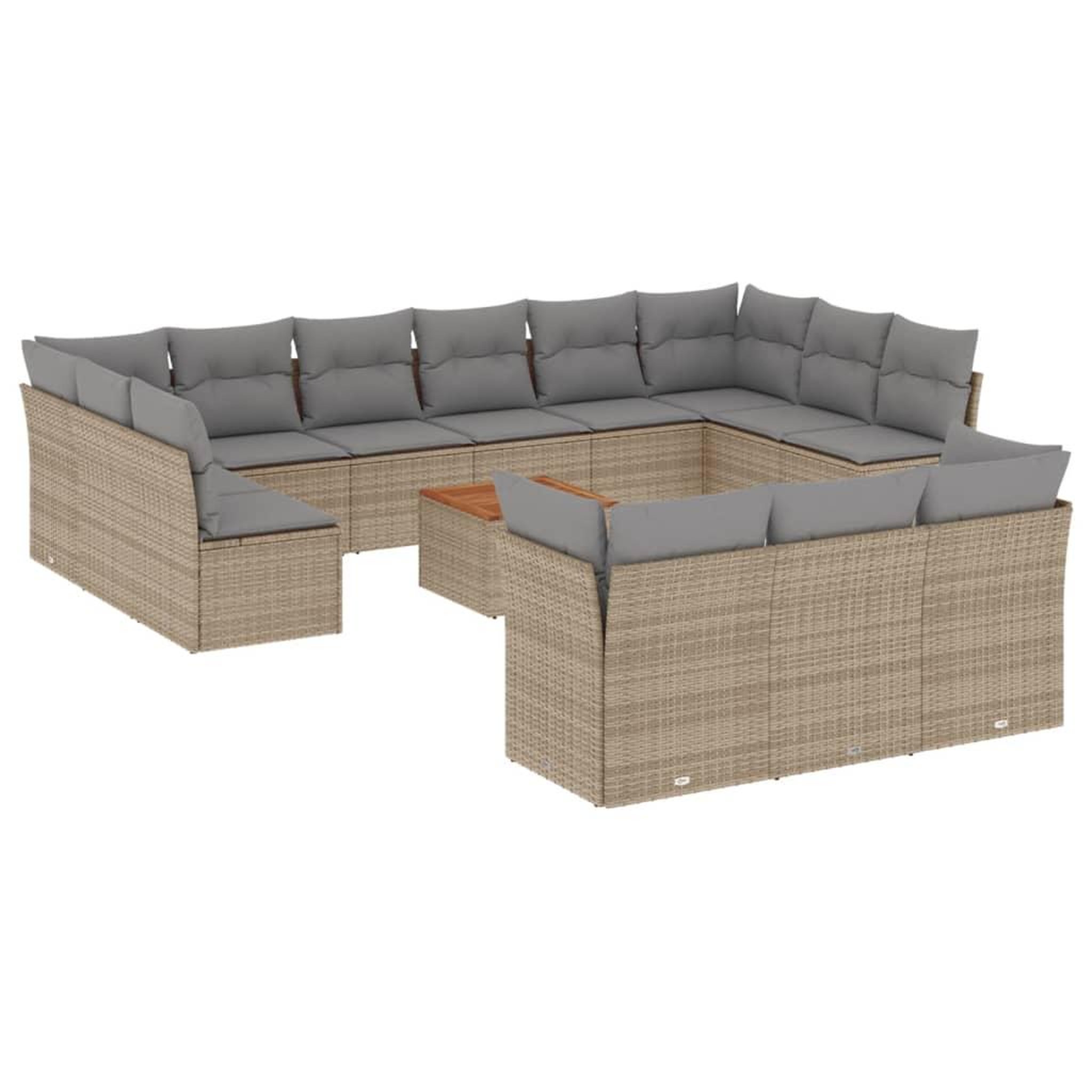Voir la diapositive 2 : VIDAXL Salon de jardin avec coussins 14 pcs beige resine tressee